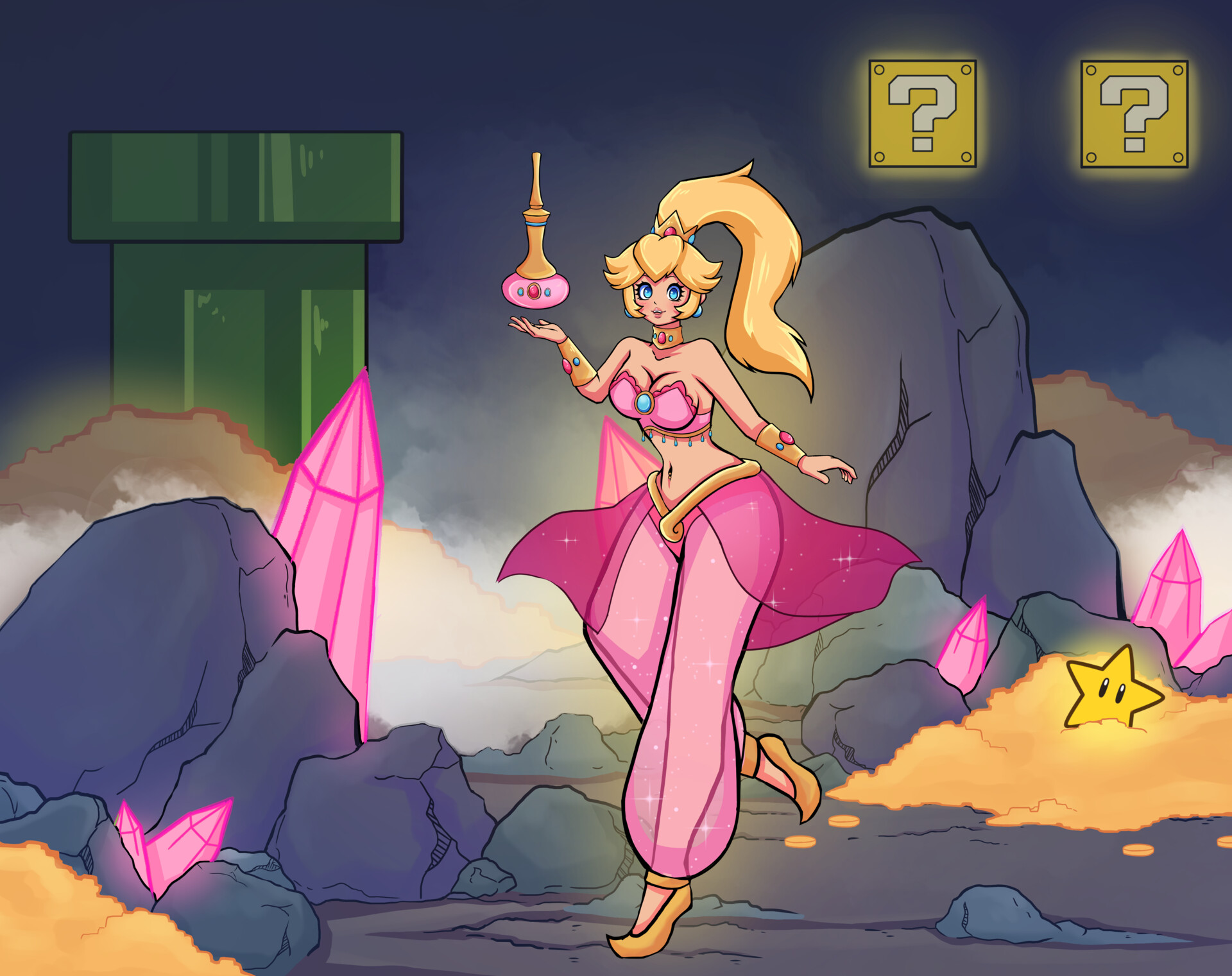 ArtStation - princess peach as a genie