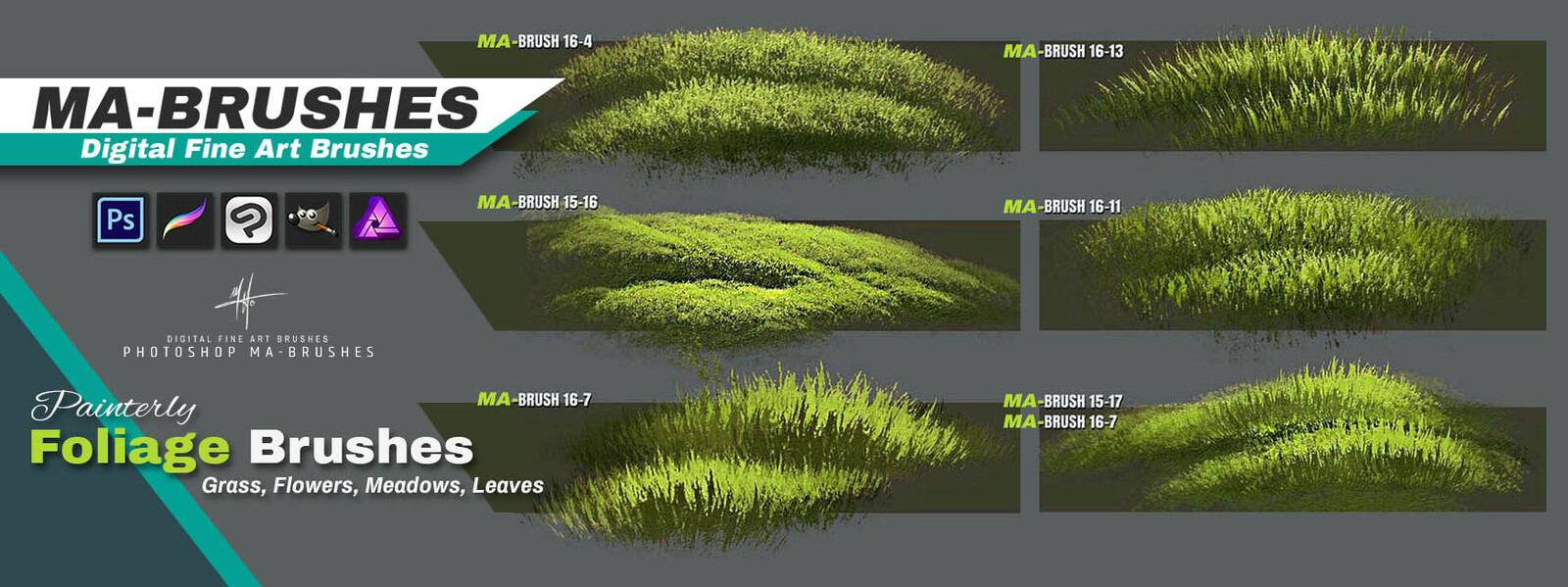 MA-Brushes Sheet - Some of the foliage brushes (Procreate/Photoshop)