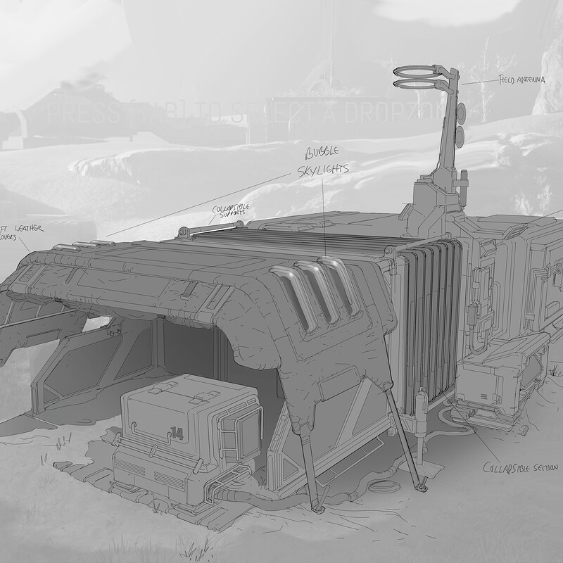 Developmental sketch for modular habs Last Expedition
