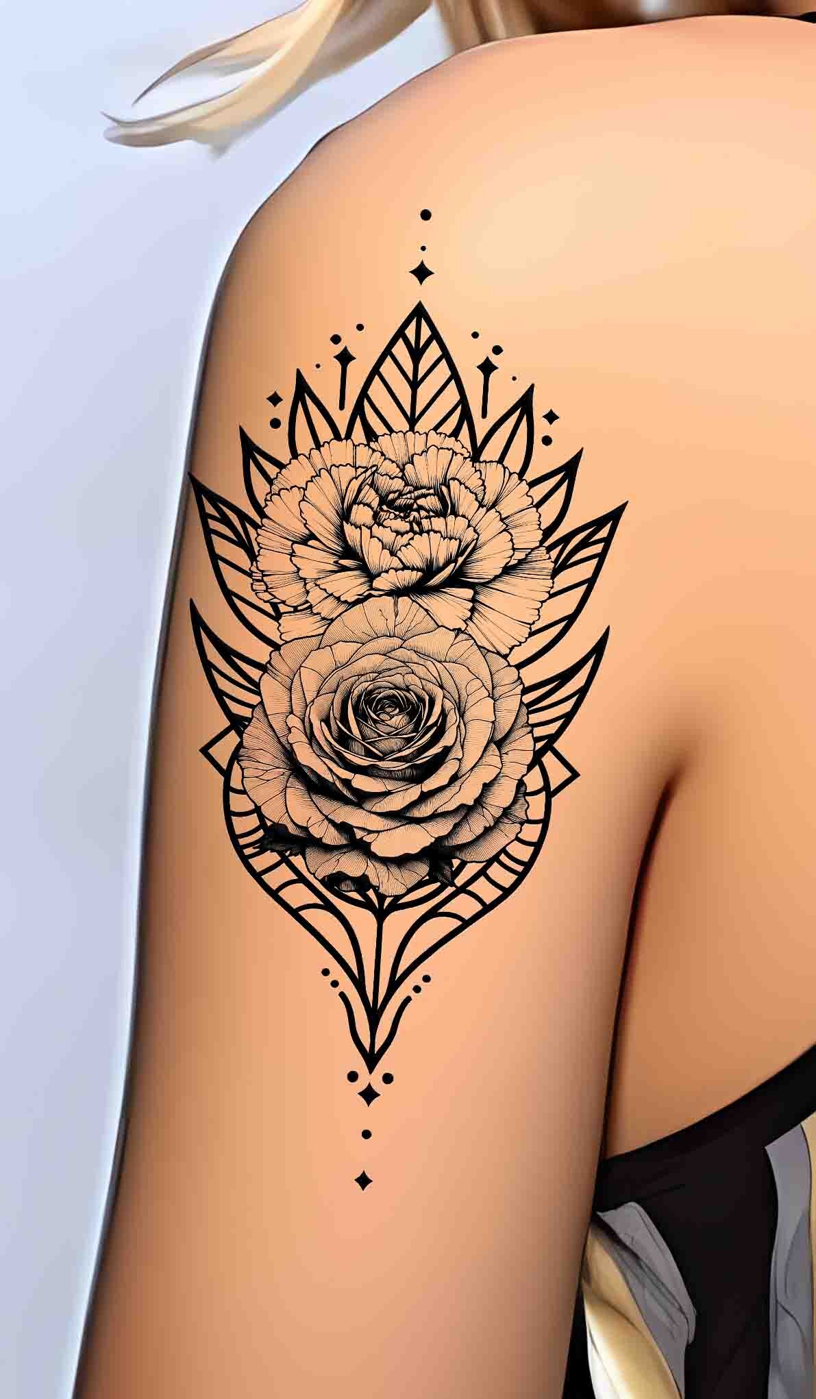Carnation january birth flower tattoo drawings Vector Image