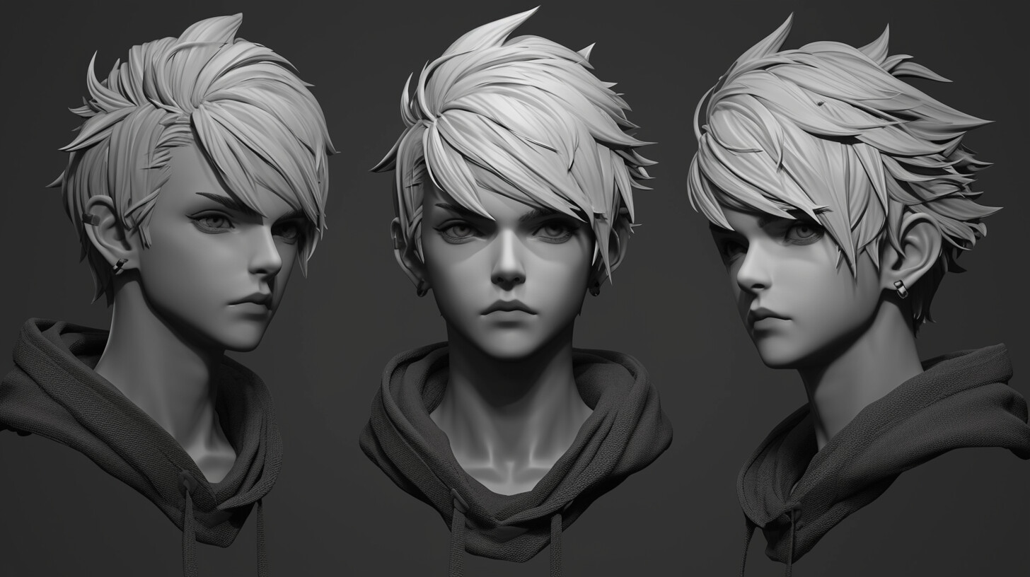 3D Head Sculpt References in 4K - Tika Art - +300 Anime Boy Head Sculpt ...