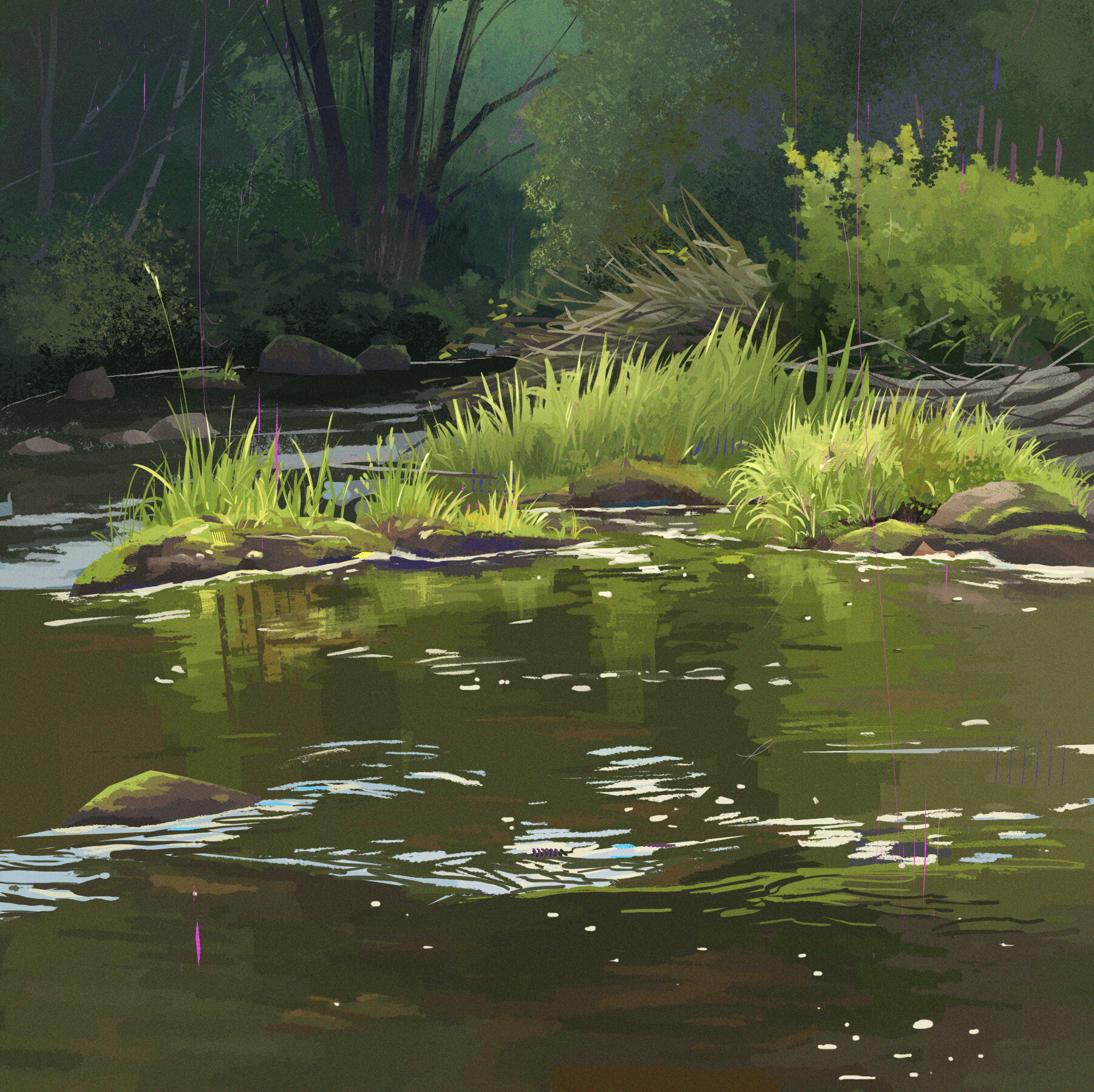 ArtStation - Small river (step by step)