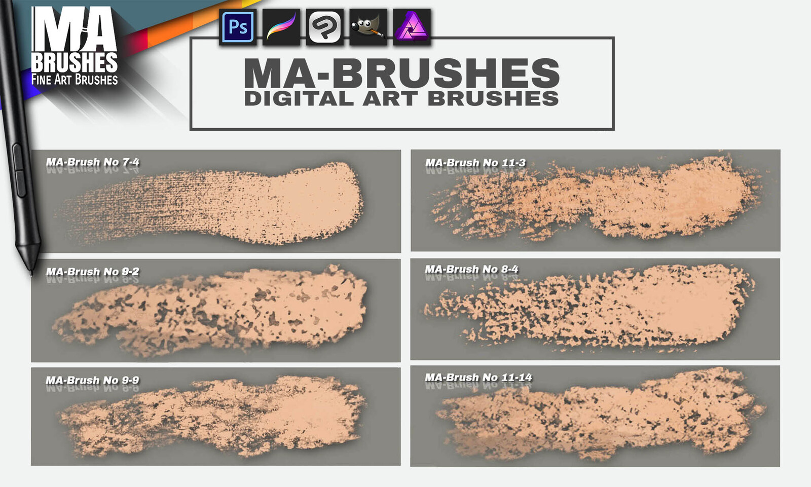 Procreate Photoshop Digital art brushes SHEET1