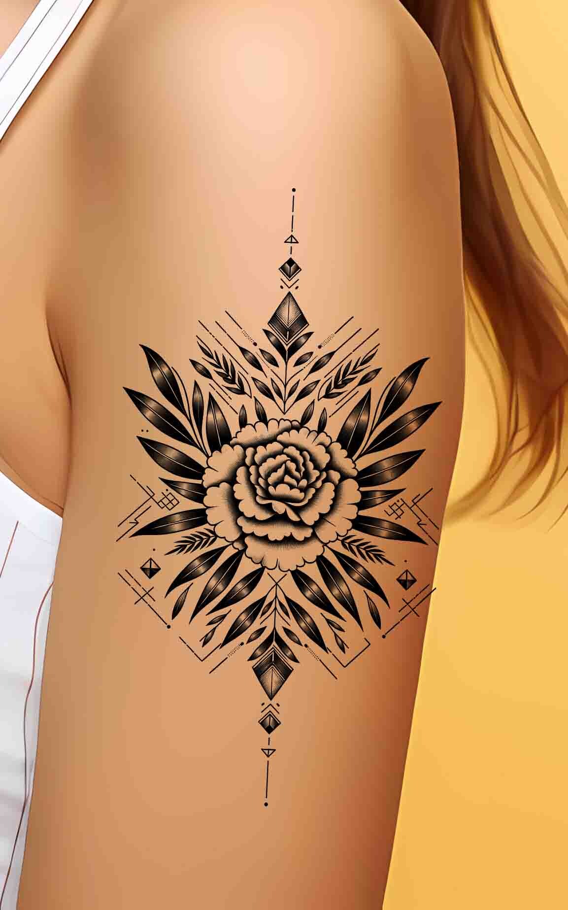 ArtStation - Carnation Tattoo Black and White - BIrth Flower Tattoo