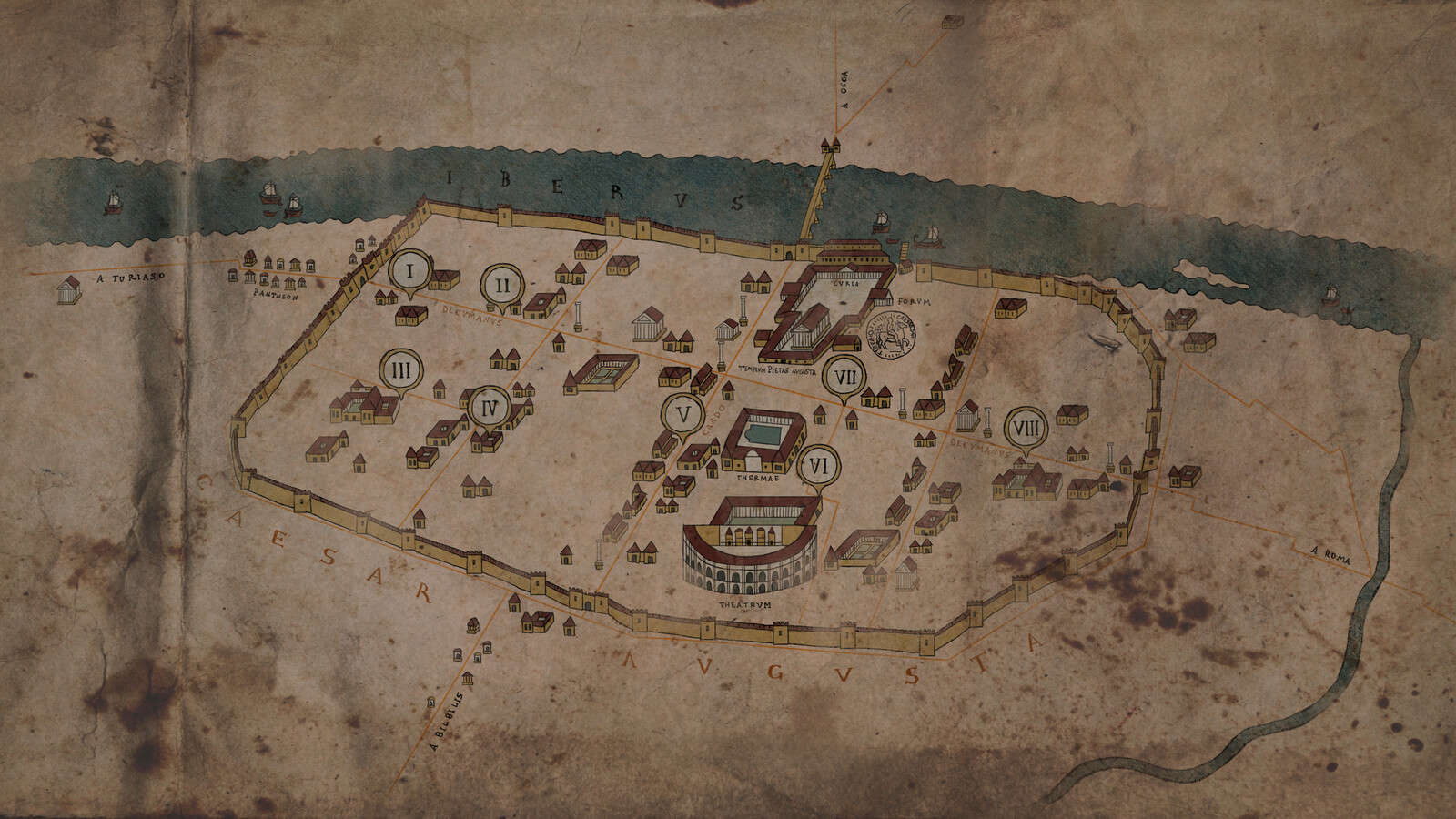 MAPA DE LA CIUDAD. Basado en la Tabula Peutingeriana 