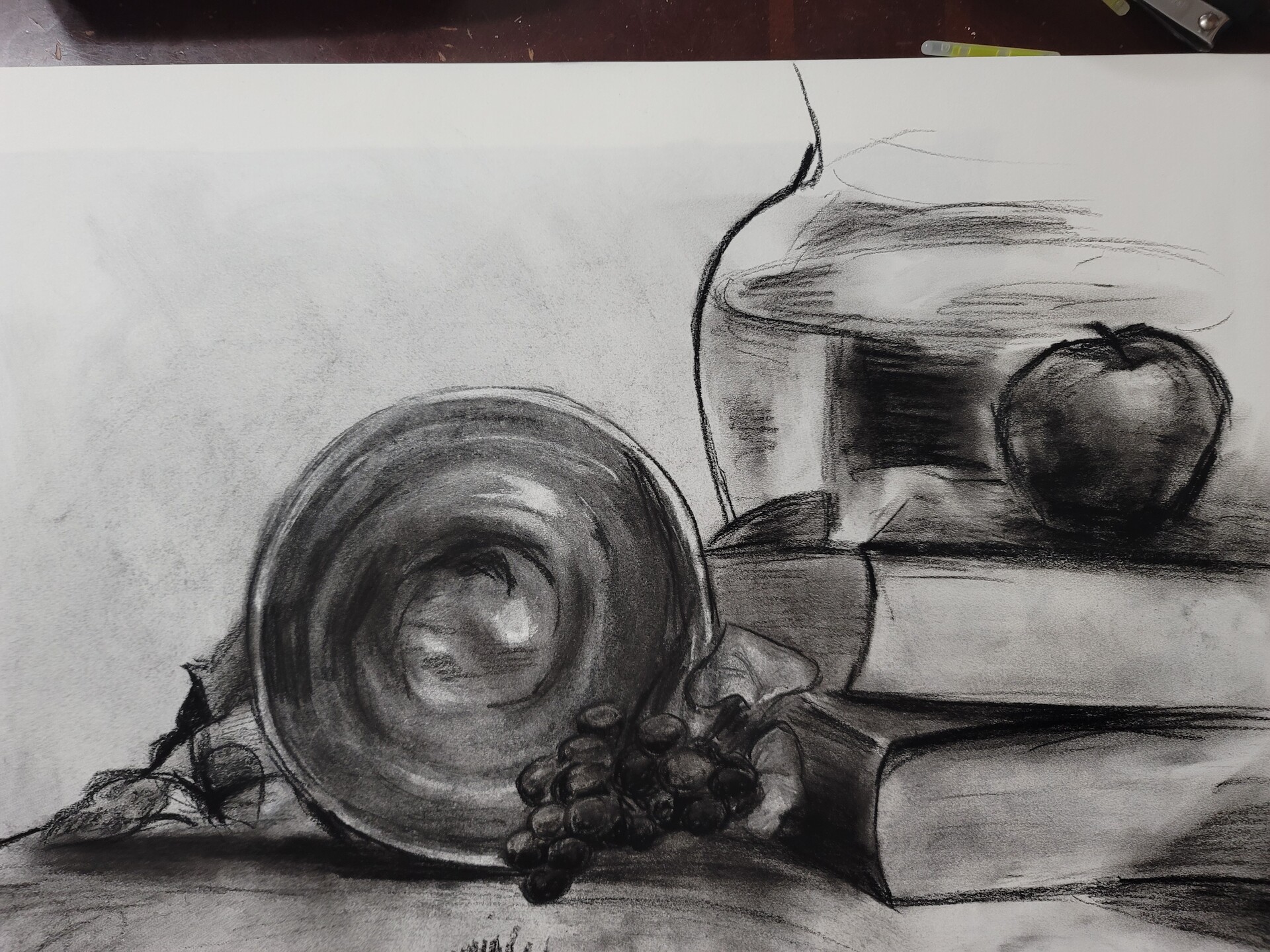 ArtStation - Metal Bowl with Books and Fruit Still Life