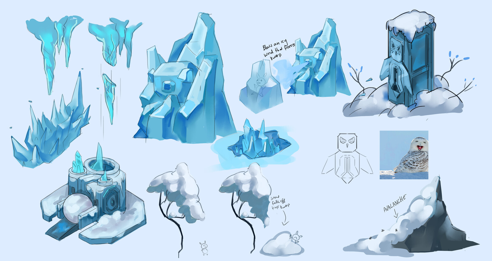 Earlier ideation before style was set, still in blue sky