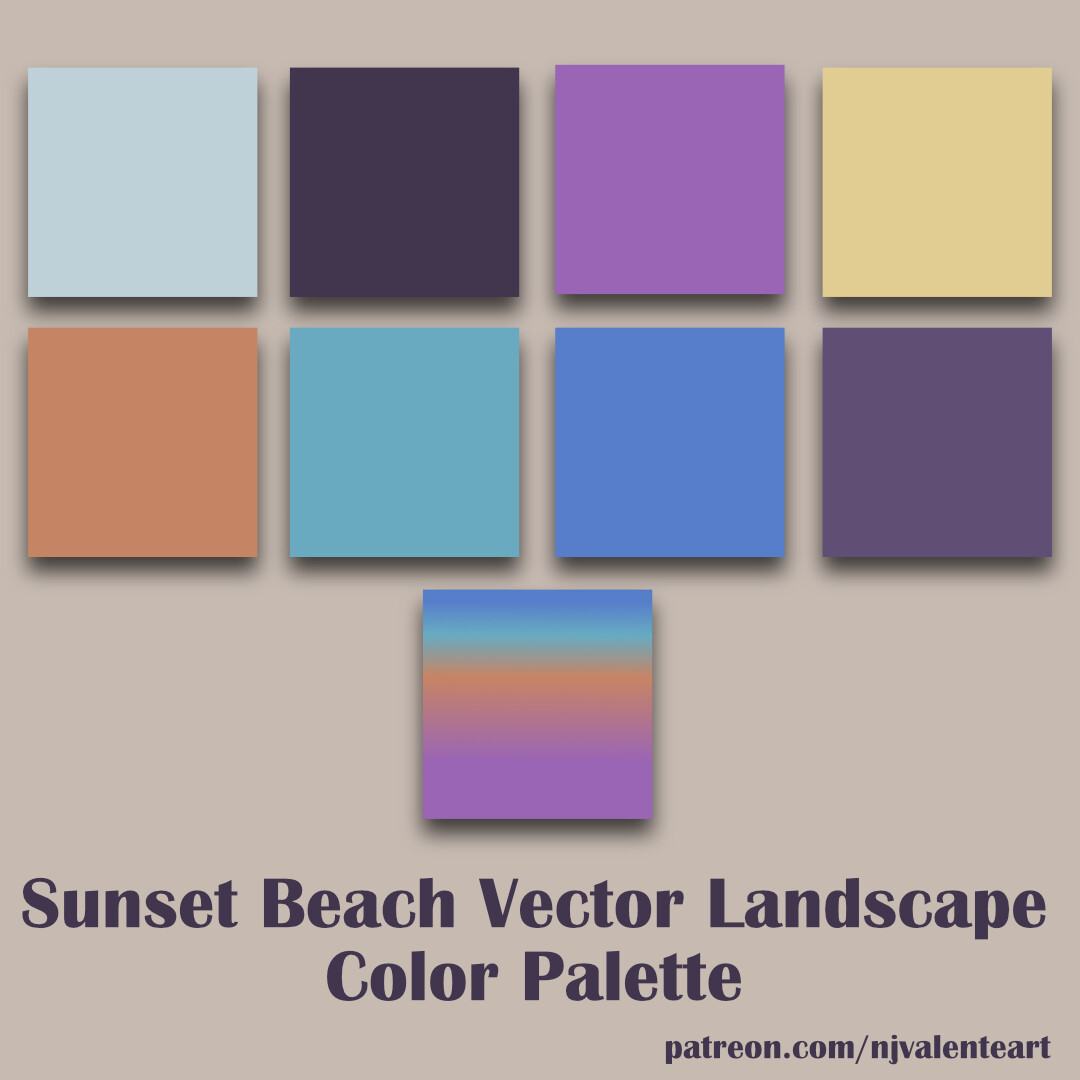 Color palette for sunset beach available on my Patreon. 