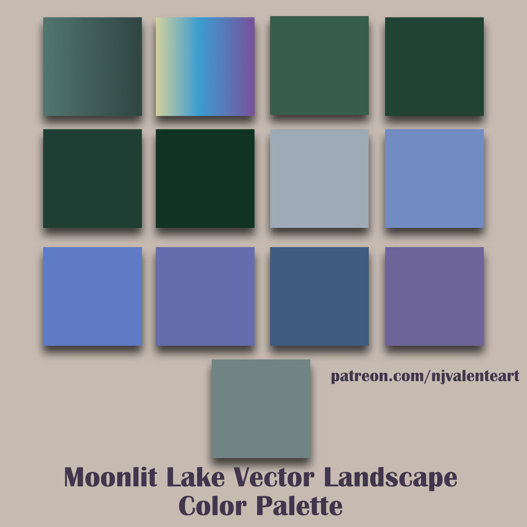 Moonlit lake color palette available on my Patreon.