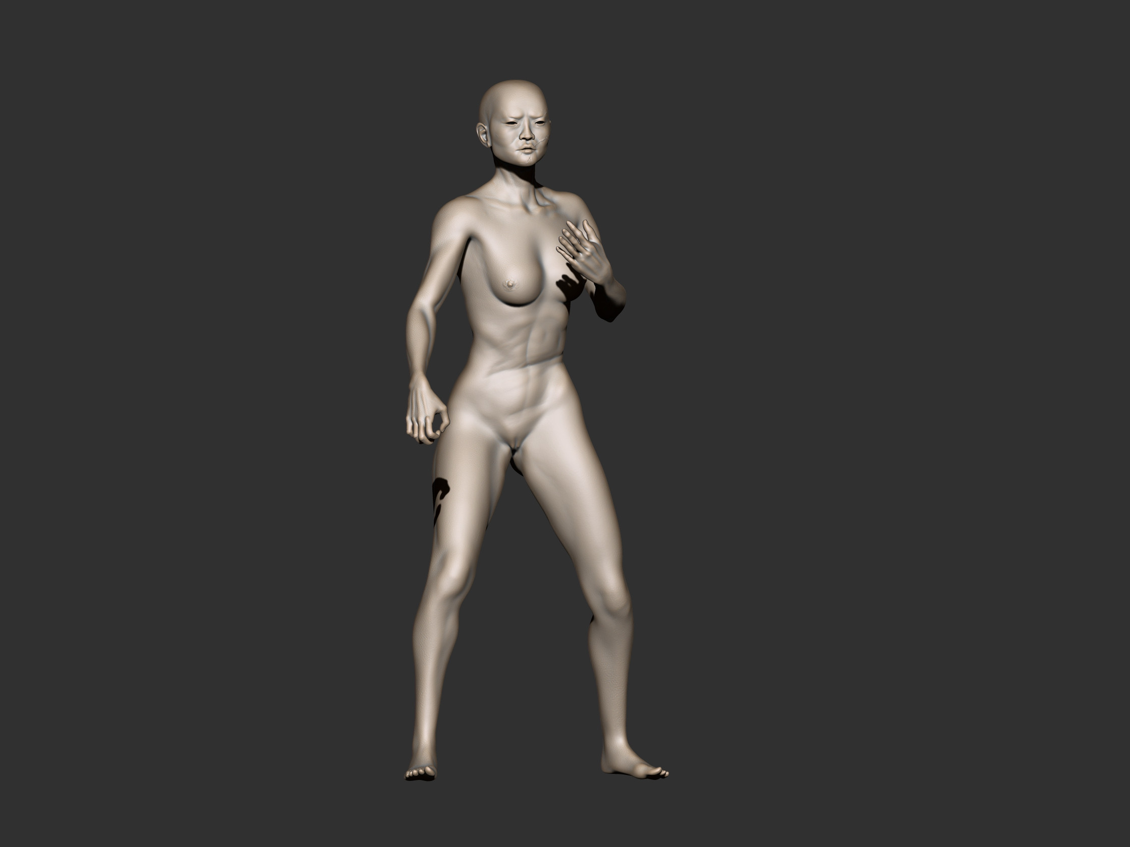 body sculpted in Z brush, pose  with Mixamo