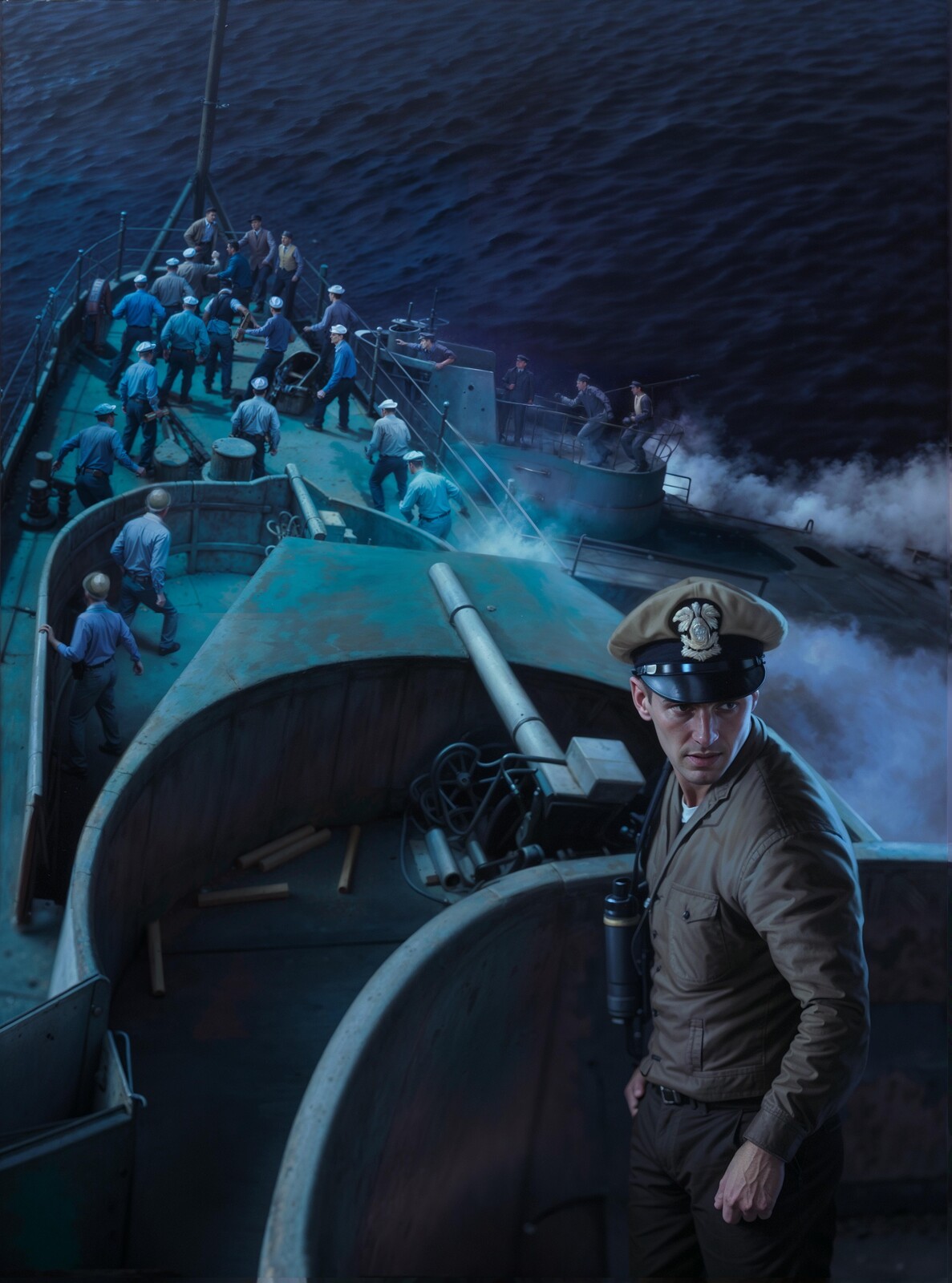 u505 catched by germans  in scort destroyer marines