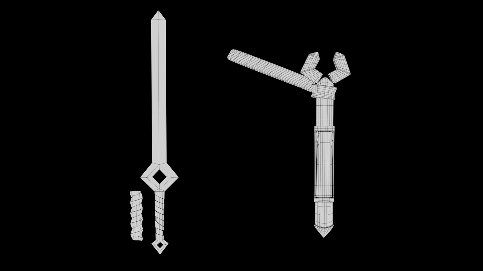 Sword and scabbard wireframe