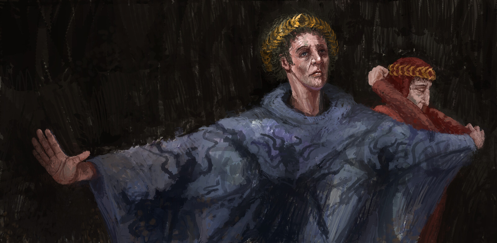 continuation after the 3 Furies, close up of the faces of Dante &amp; Virgil