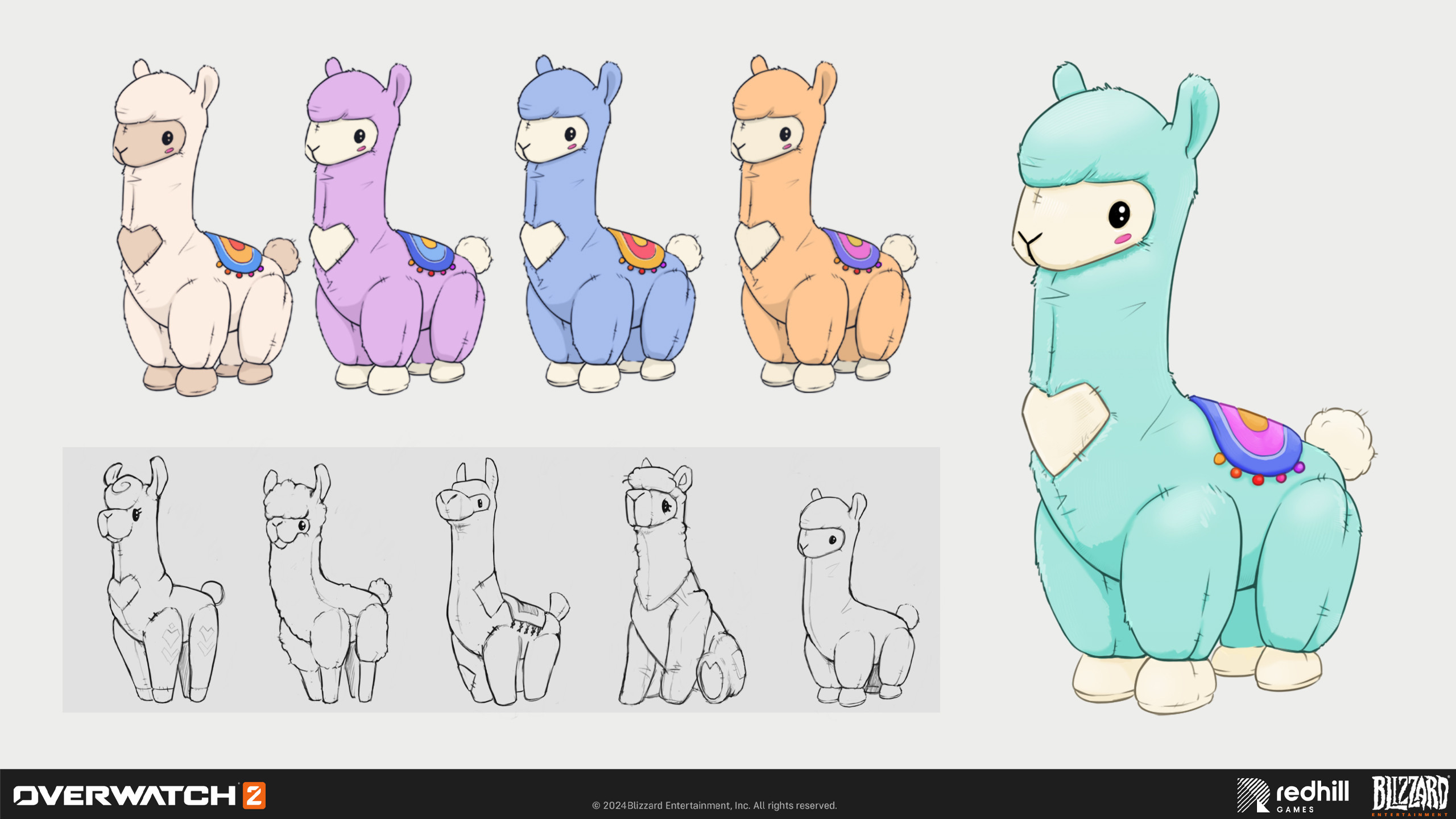 Llama plushie | final concept, color variations and ideations