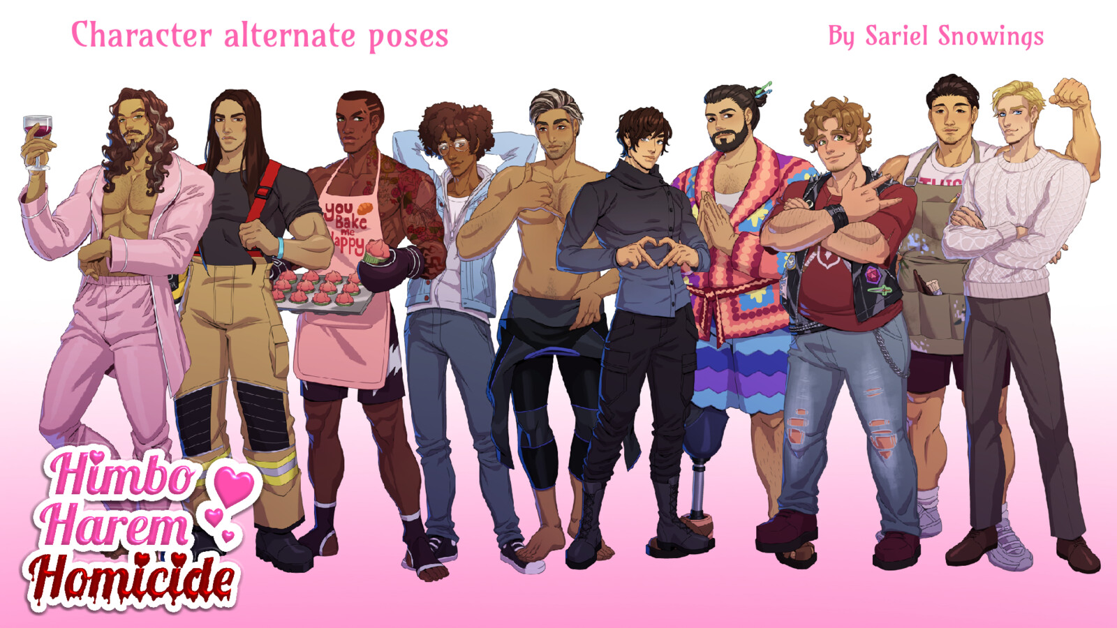 Alternate poses of the characters matching the style established by the lead character artist (Gabriella Rossetti).