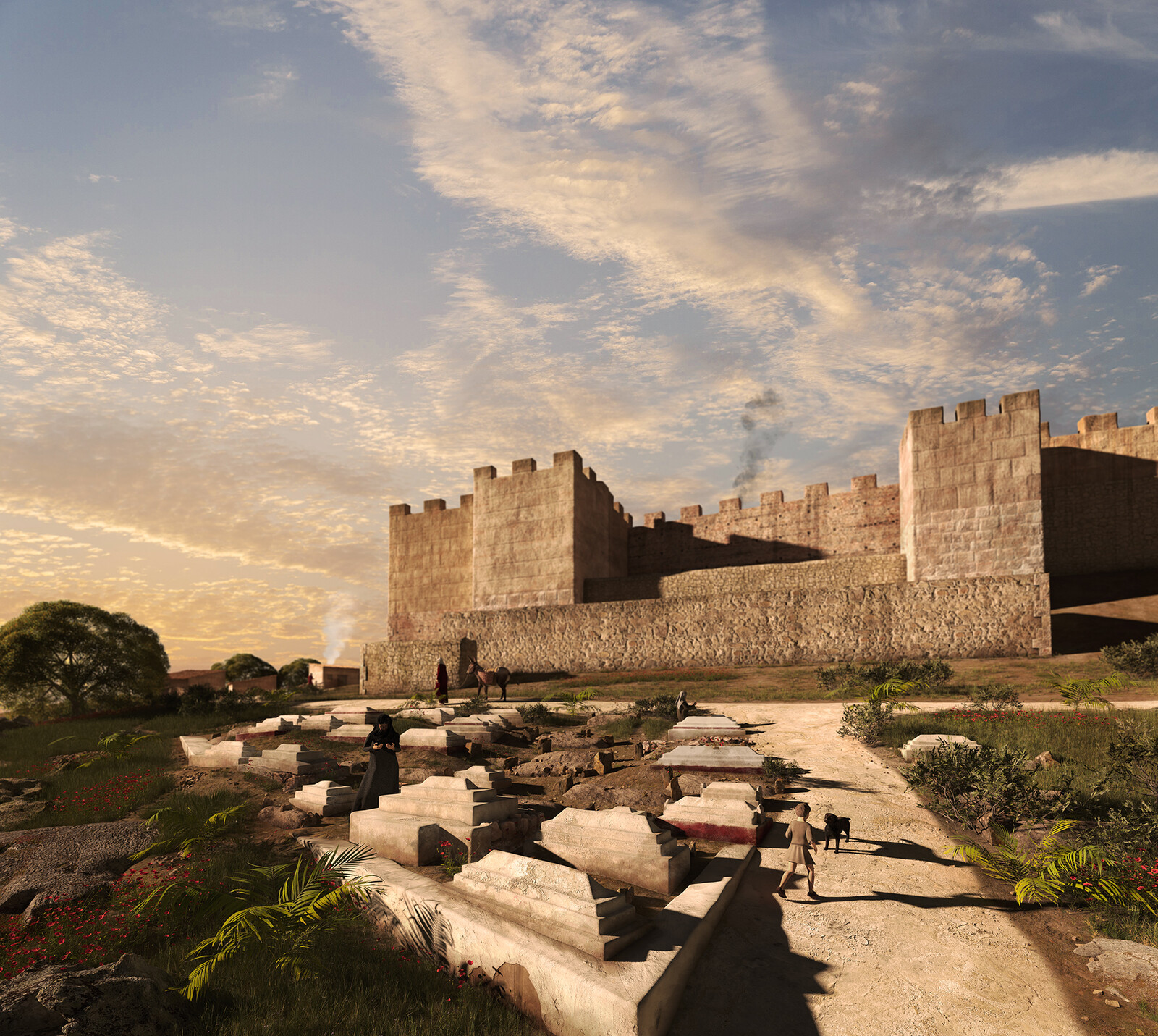 Recreación virtual de la maqbara de Alarcos desde el Sur.