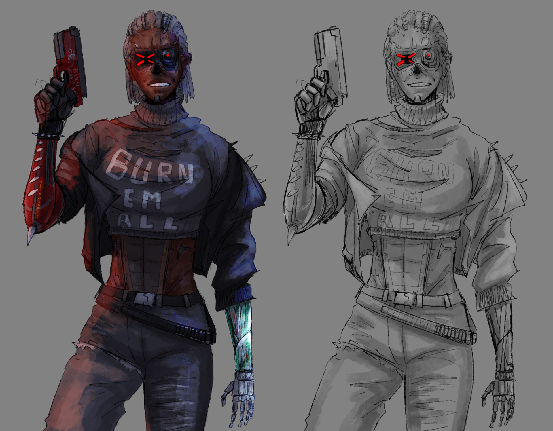 ArtStation - Maelstrom gangers sketches - Cyberpunk 2077 fanart