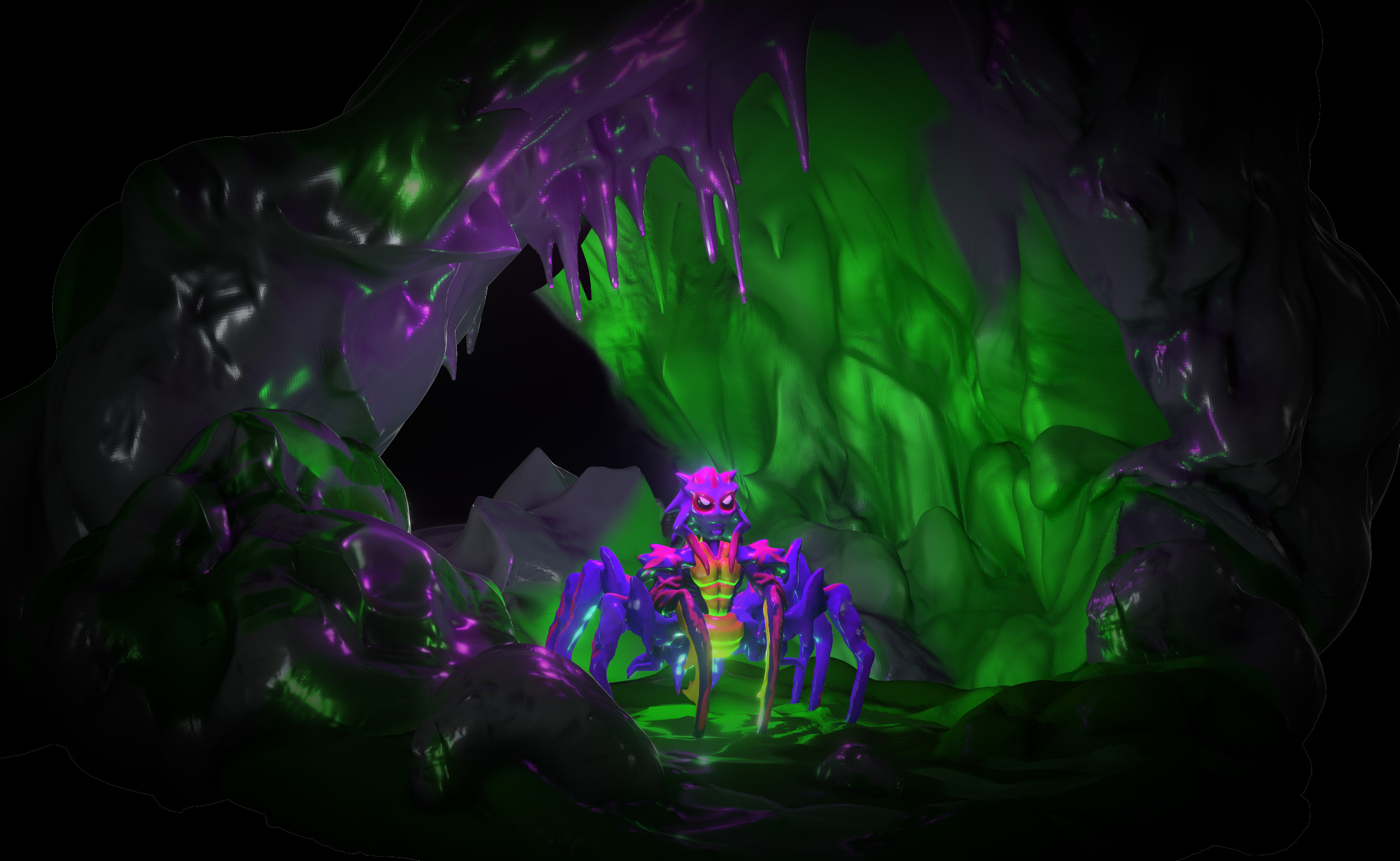 The insectoide inside it's cave. (render)