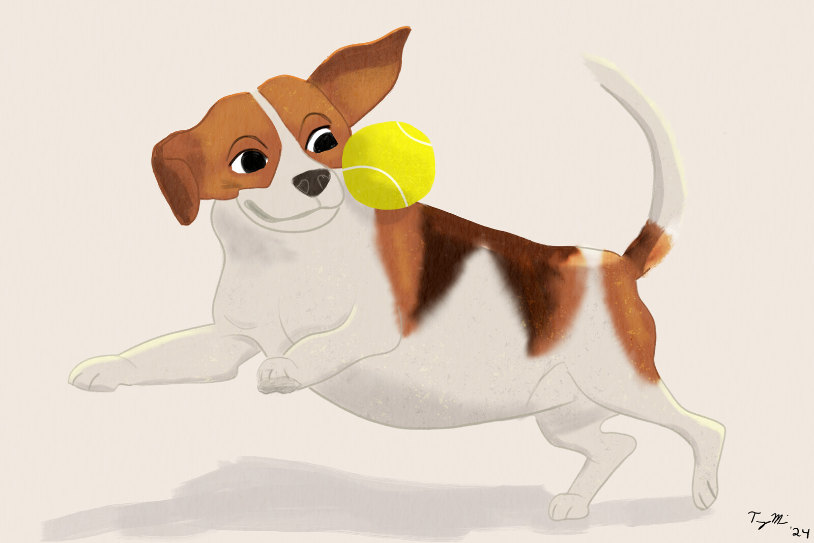 Playful Beagle with ball