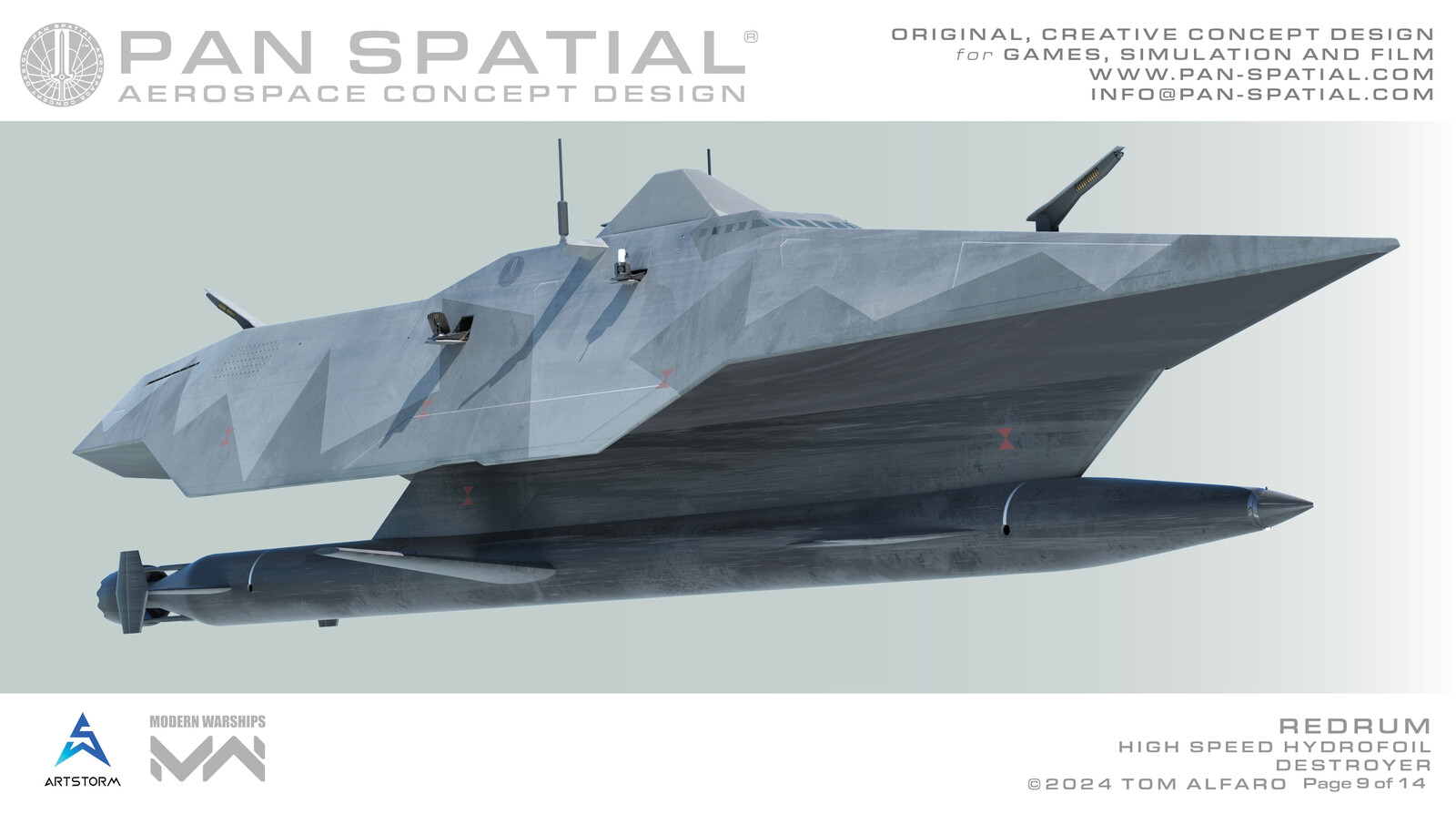 PAN SPATIAL Aerospace Concept Design - REDRUM HYDROFOIL DESTROYER