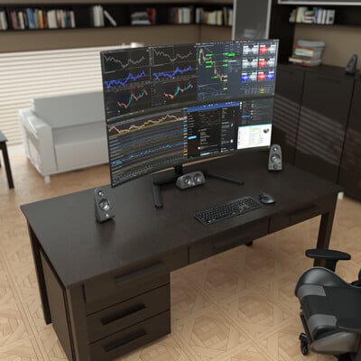 Dual Monitor Workstation - 3D Product Rendering