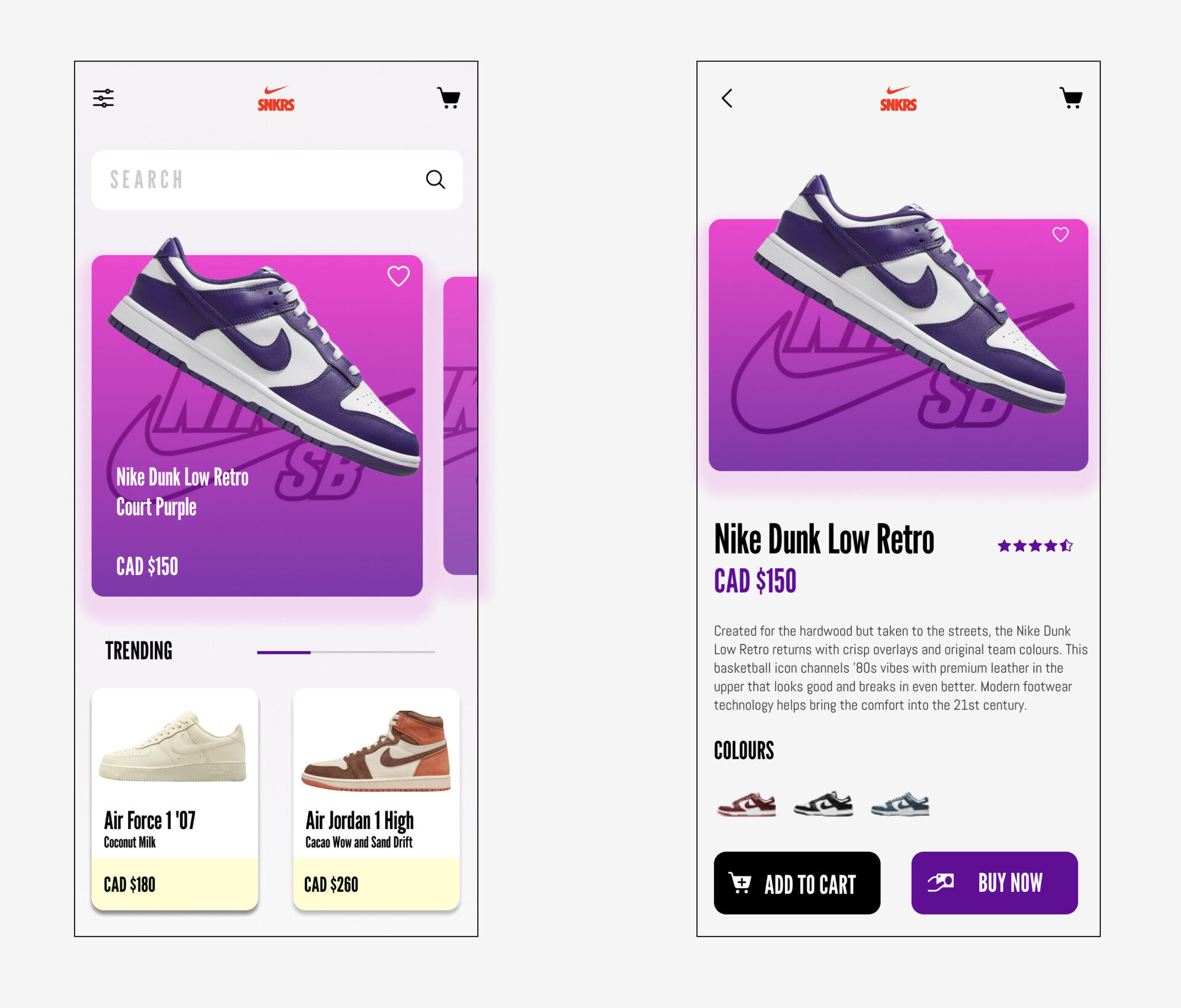 ArtStation Nike SNKRS CA App Concept UX UI