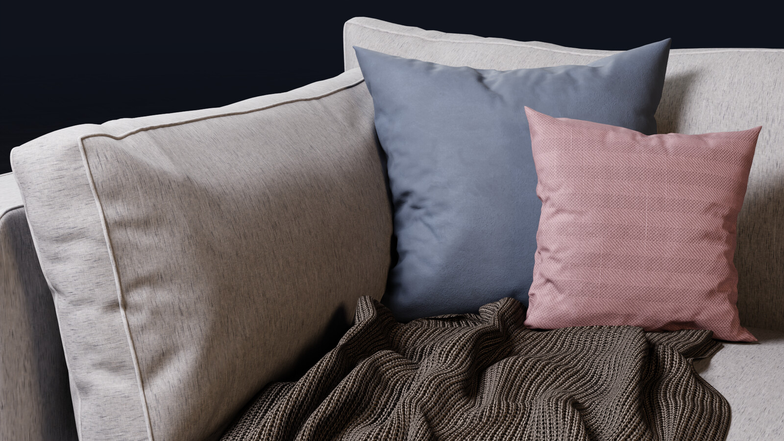 Michael Pearson Timeless Comfort Grey Sofa with Navy & Pink Accents