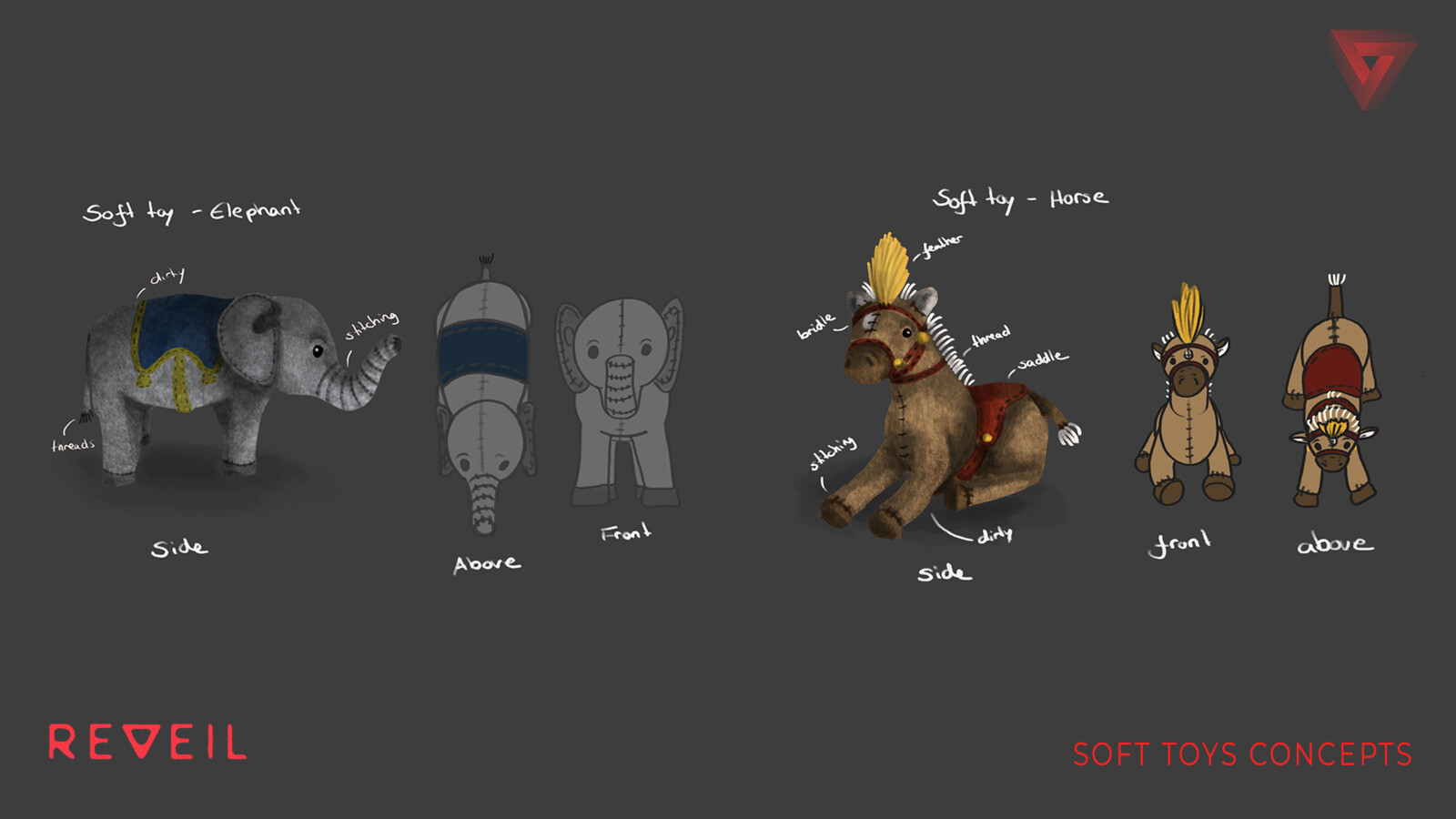 concept art example for the soft toys