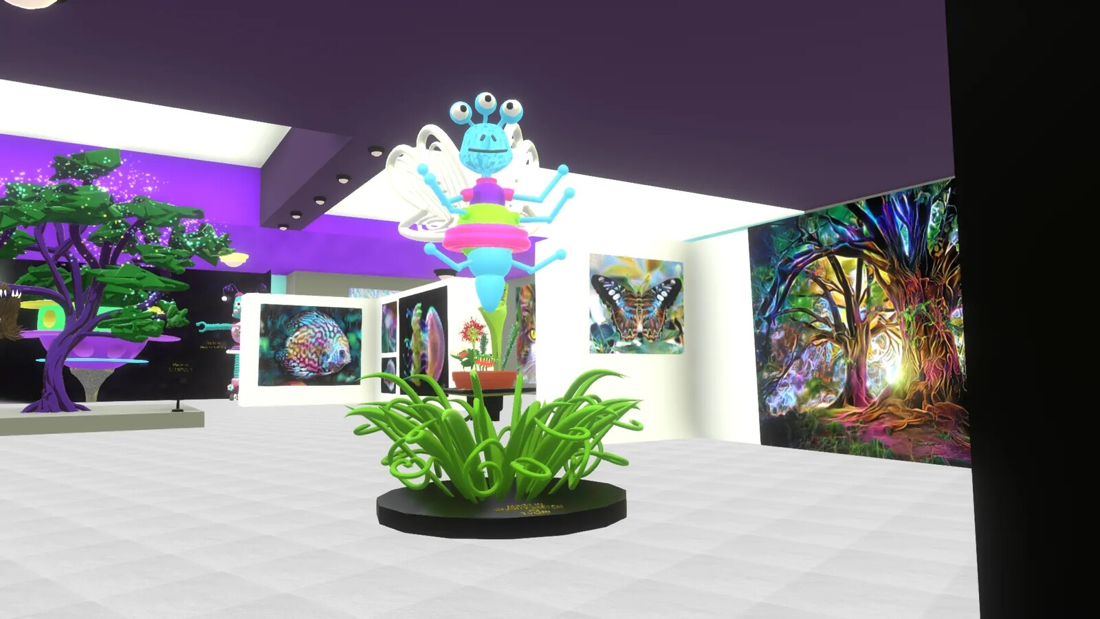 Flying bug in art gallery