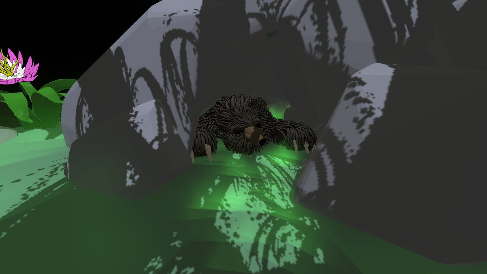 Bear sleeping in cave