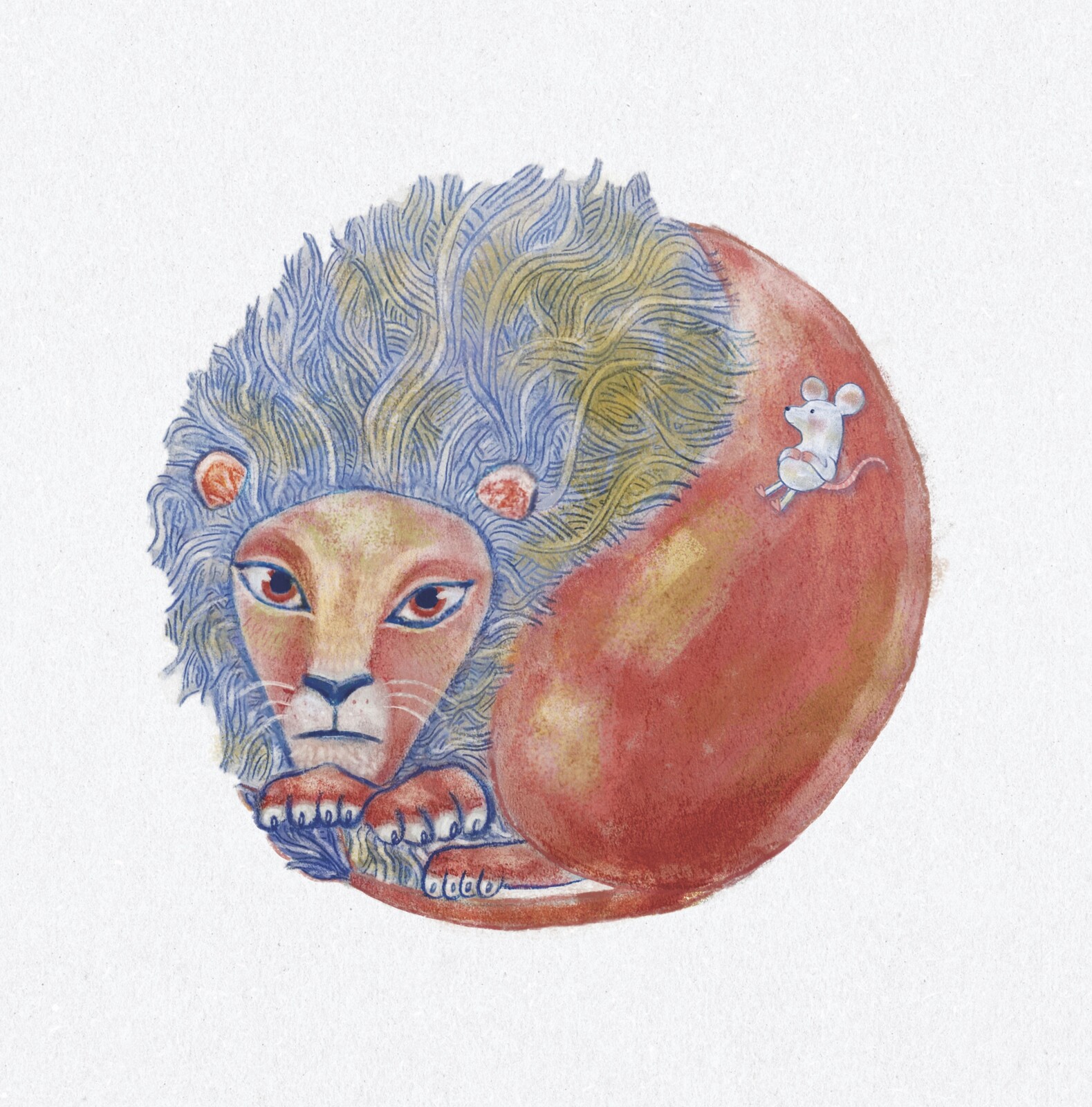 The Lion &amp; The Mouse: The story from Aesop’s Fables illustrates the harmony of opposing forces, as seen when the small mouse saves the mighty lion from a hunter's net. 
