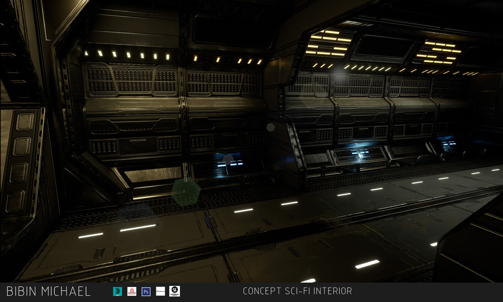 Concept sci-fi Spaceship interior
