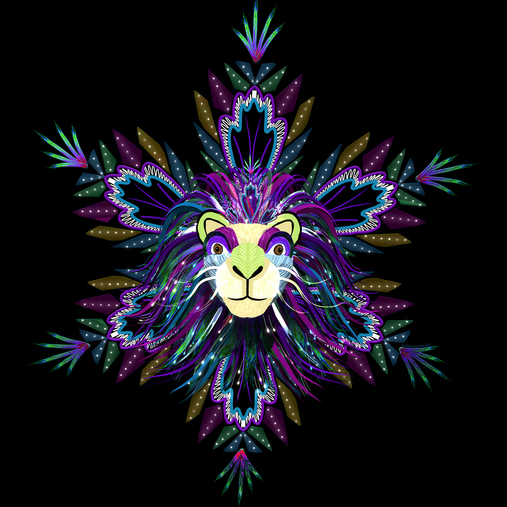 Tribal Lion - Purple/Blue version