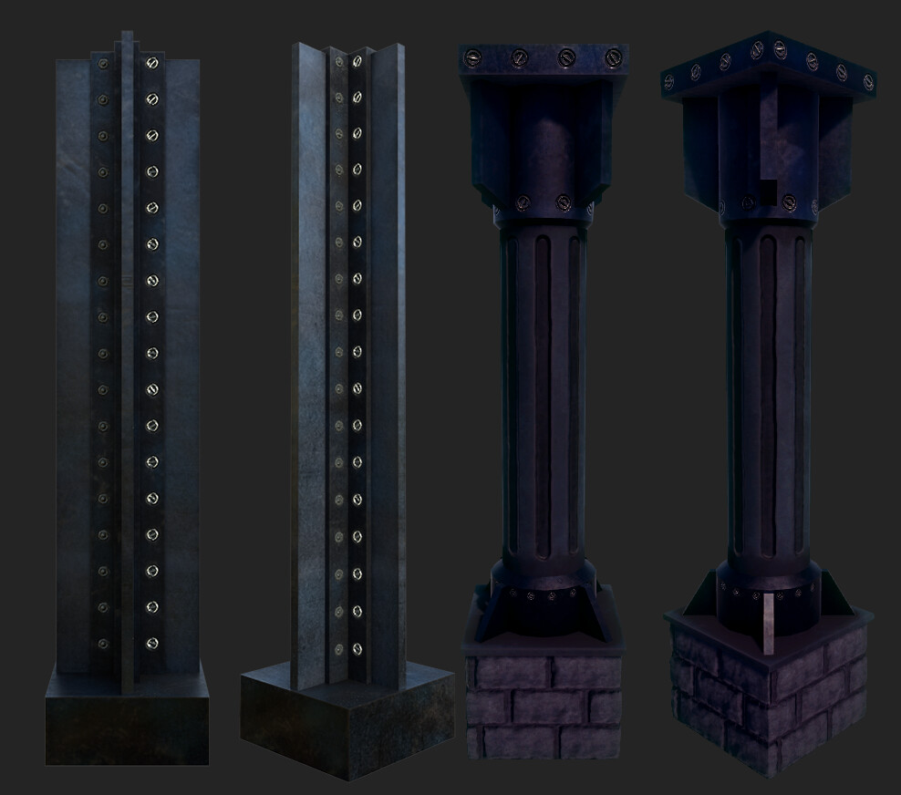 An in depth texture render of the pillars.