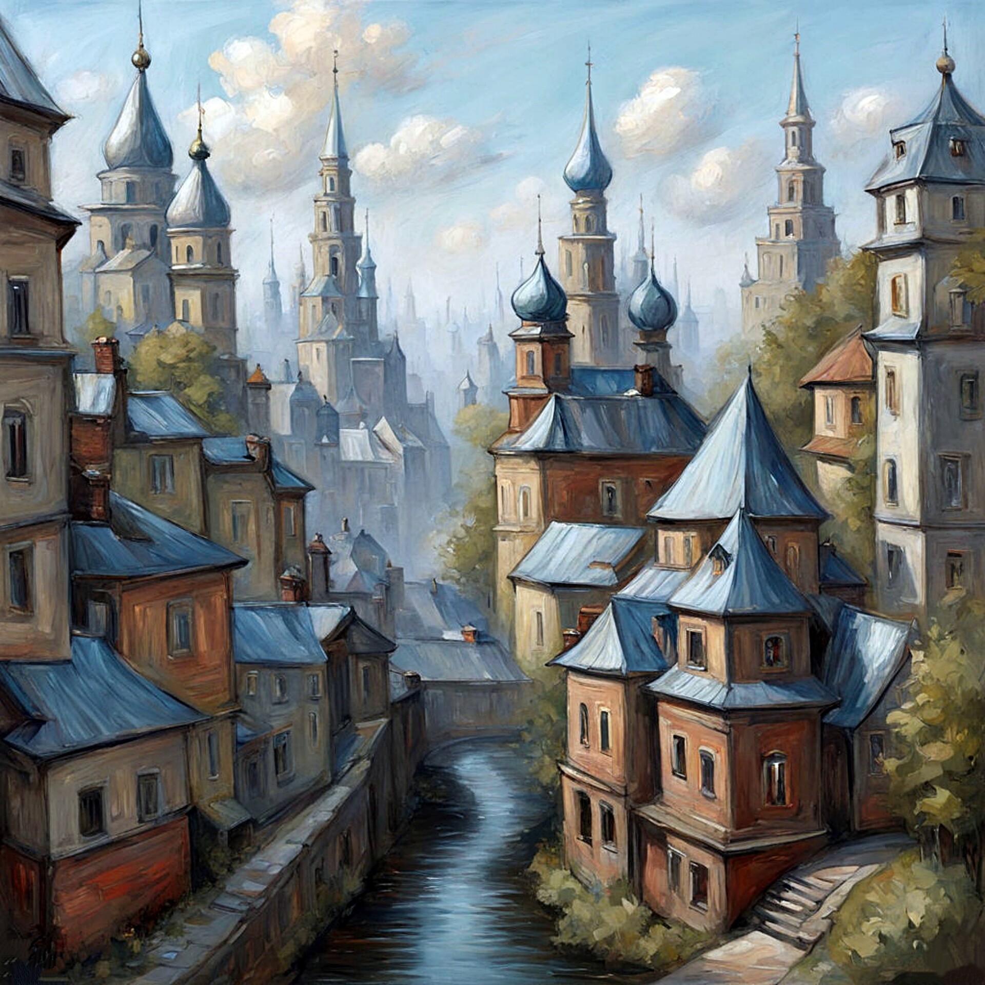 ArtStation - A beautiful town of little artists on the river