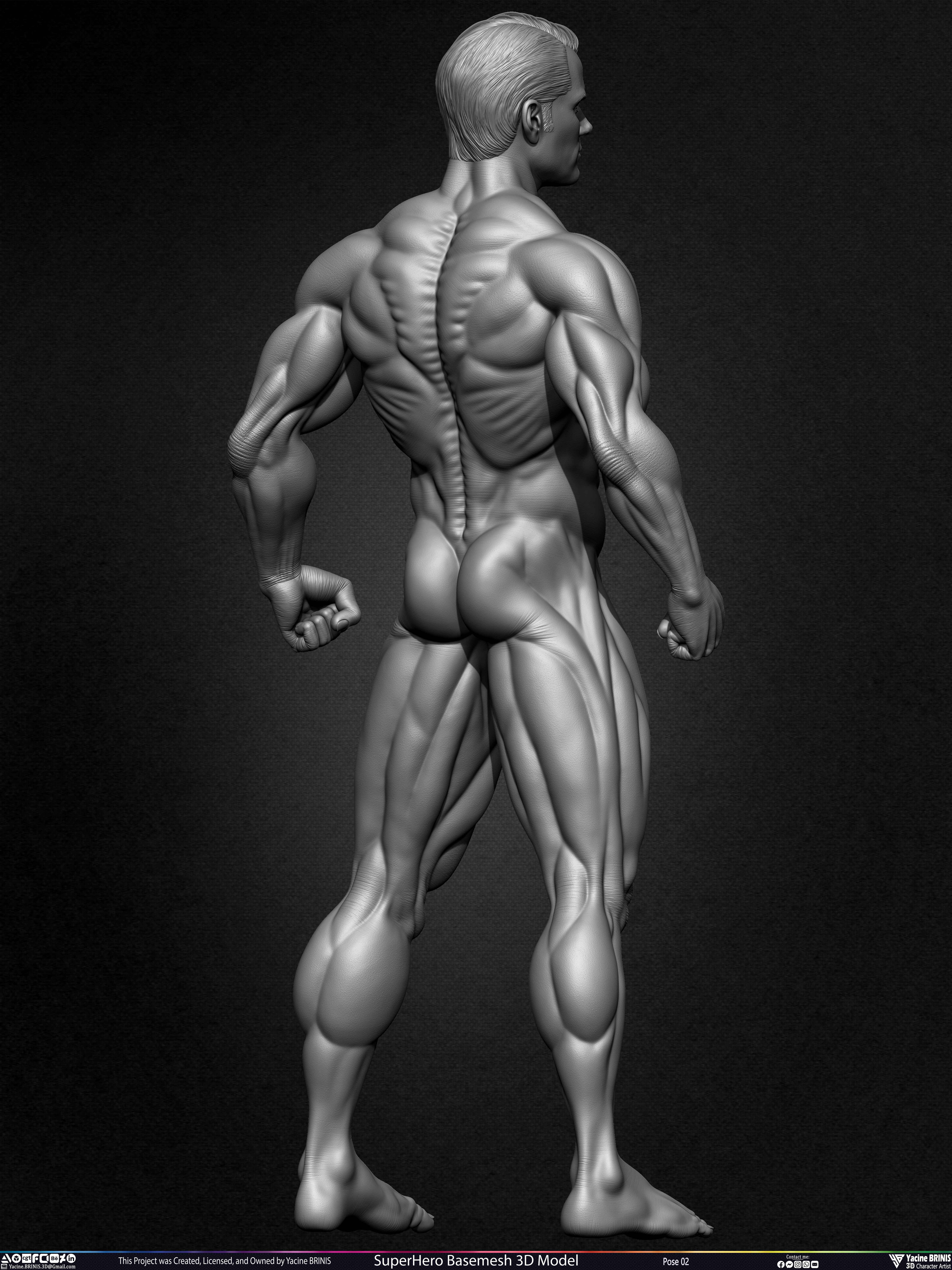 Super-Hero Basemesh 3D Model - Henry Cavill- Man of Steel - Superman - Pose 02 Sculpted by Yacine BRINIS Set 007
