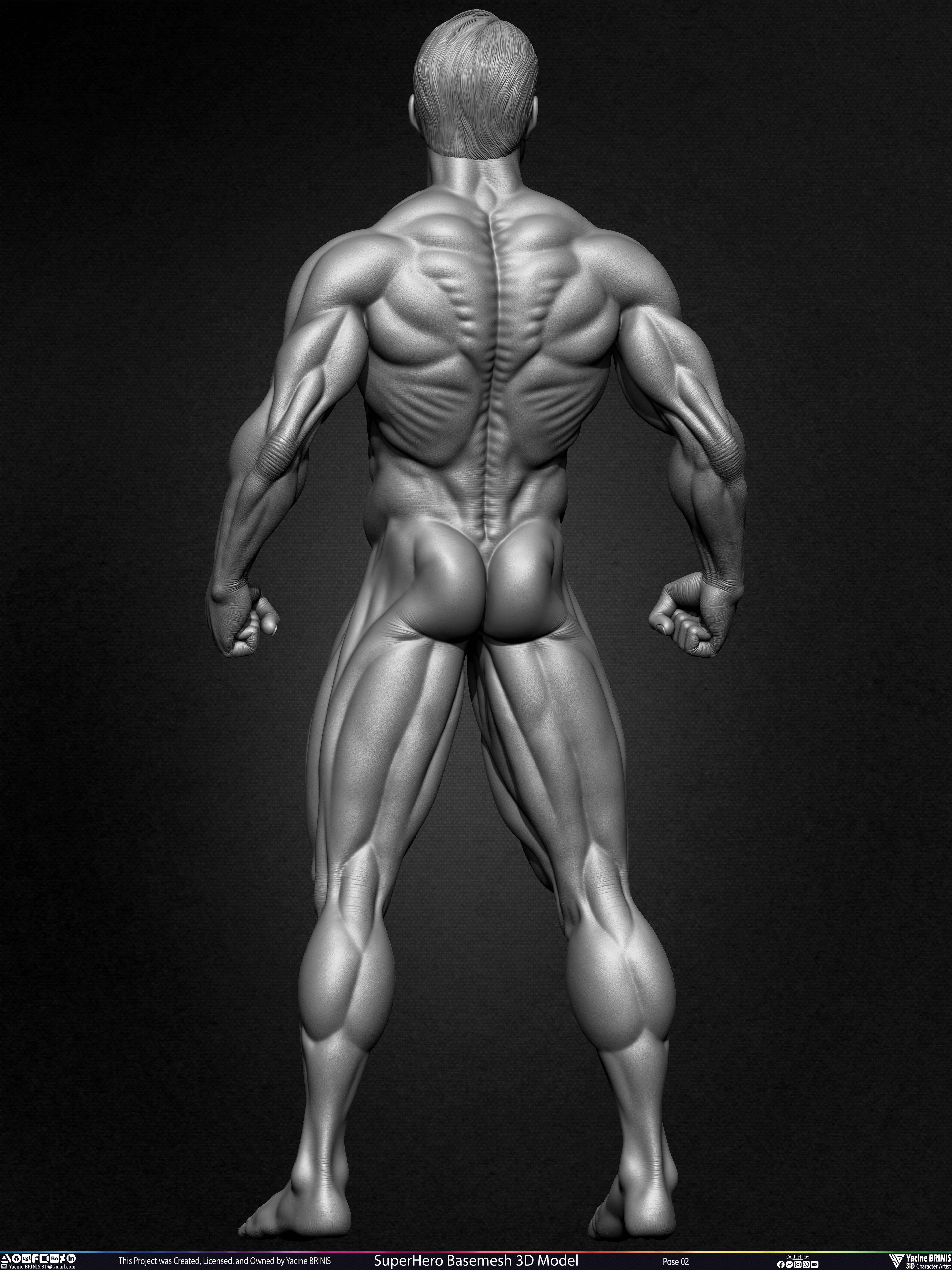Super-Hero Basemesh 3D Model - Henry Cavill- Man of Steel - Superman - Pose 02 Sculpted by Yacine BRINIS Set 010