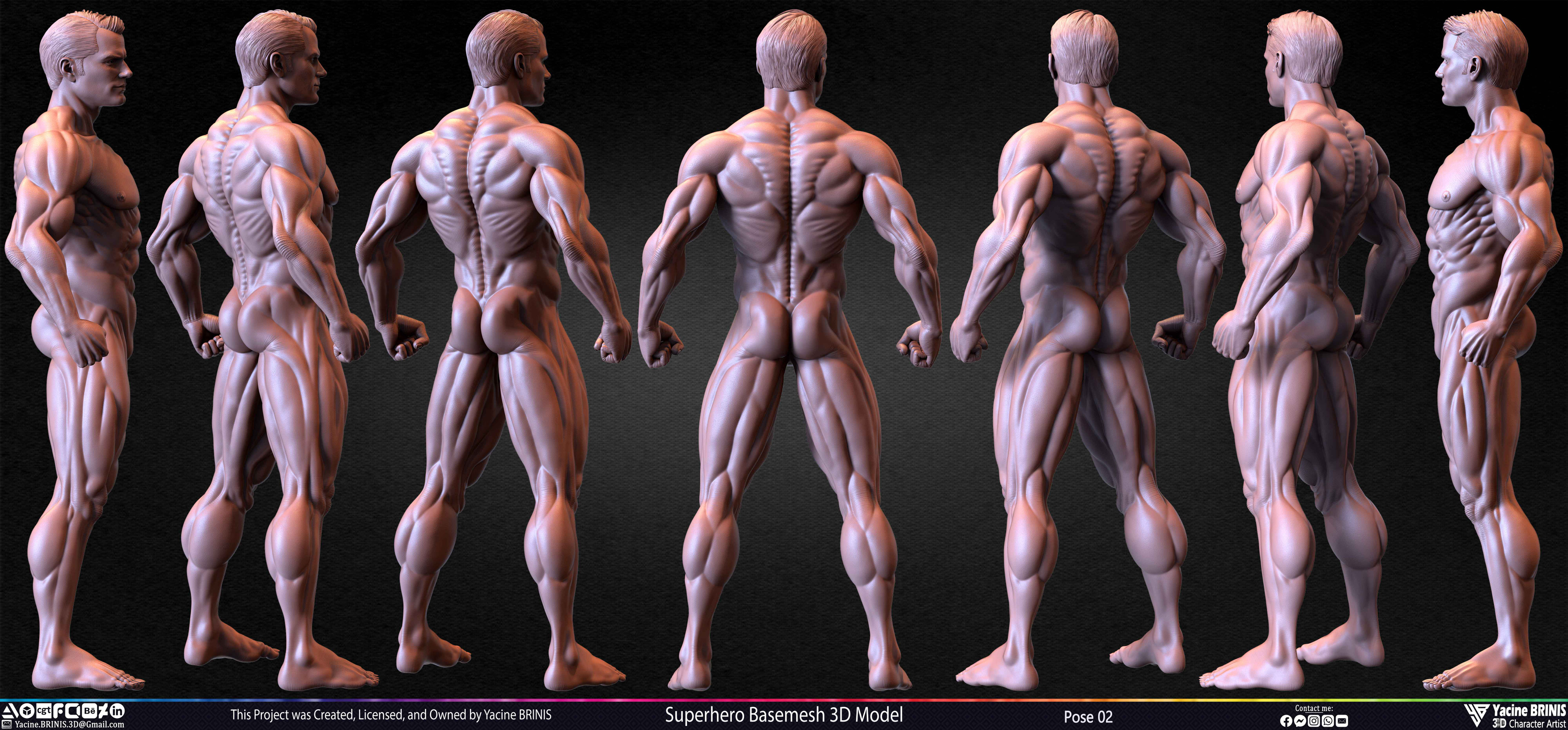 Super-Hero Basemesh 3D Model - Henry Cavill- Man of Steel - Superman - Pose 02 Sculpted by Yacine BRINIS Set 027