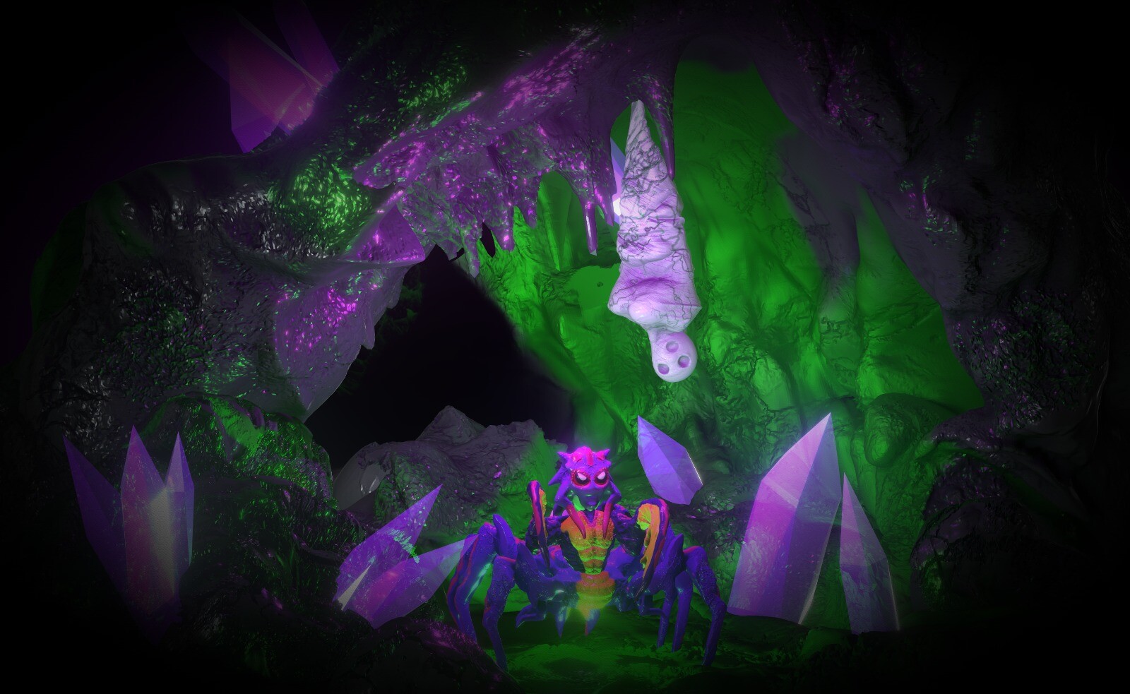 The insectoide inside it's cave. (detailed render)