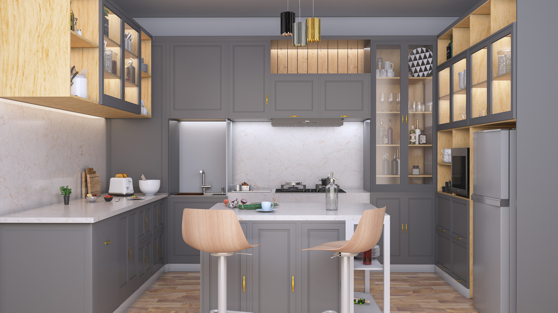 ArtStation - Kitchen | Modular kitchen design | Interior | 3ds Max