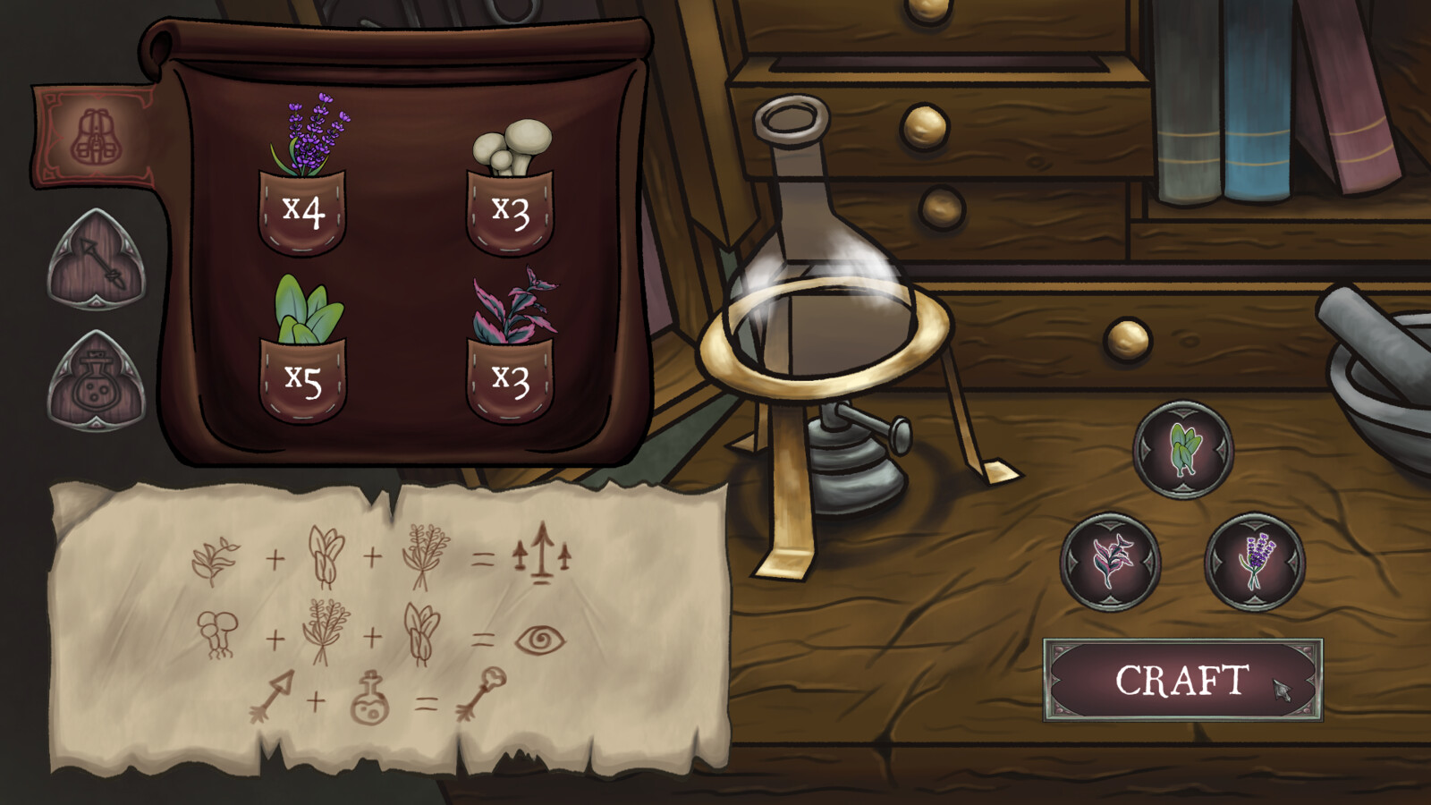In-game screenshot of the potion crafting table