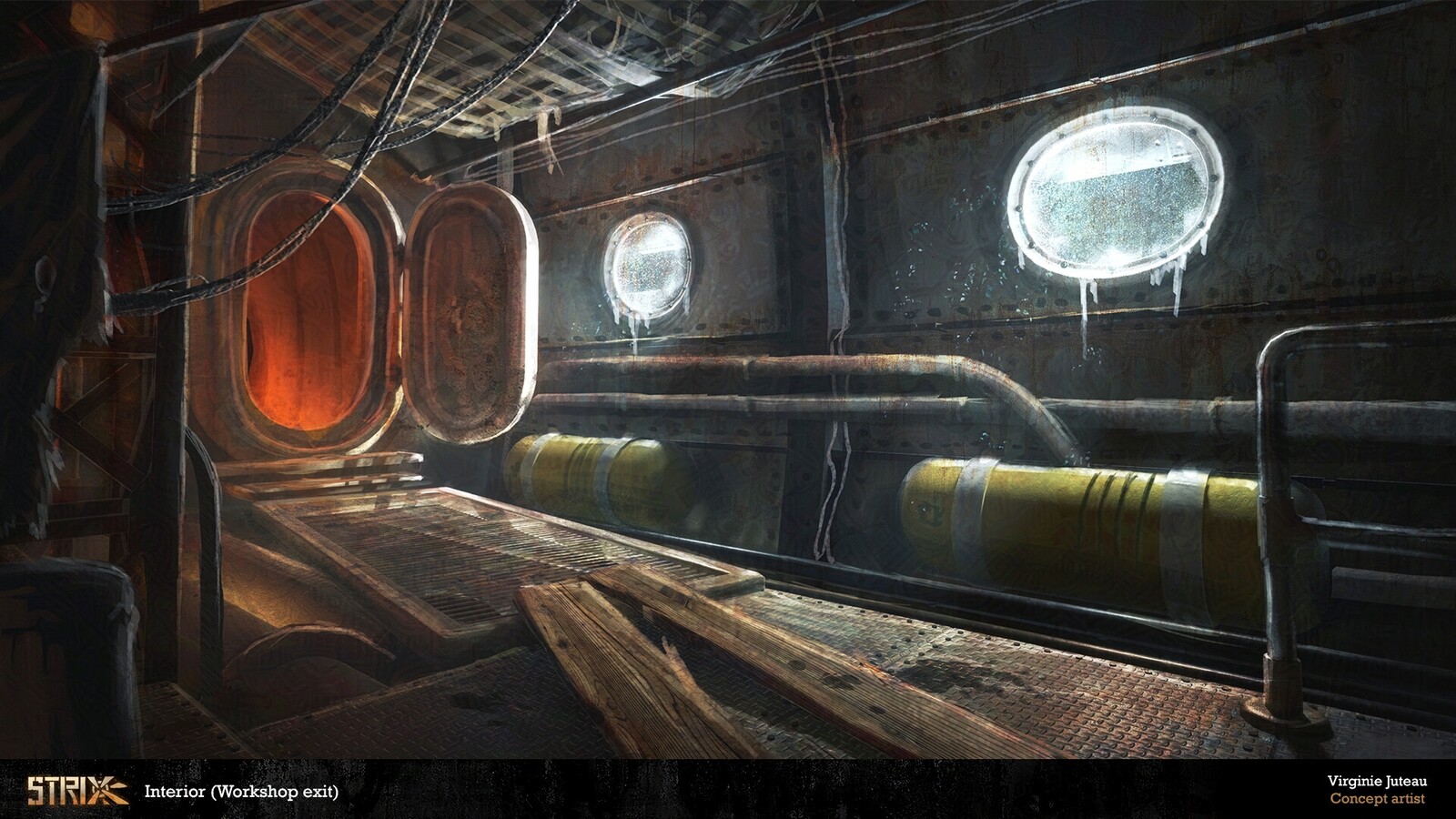 The workshop exit is linked to the corridors heading to the deck.