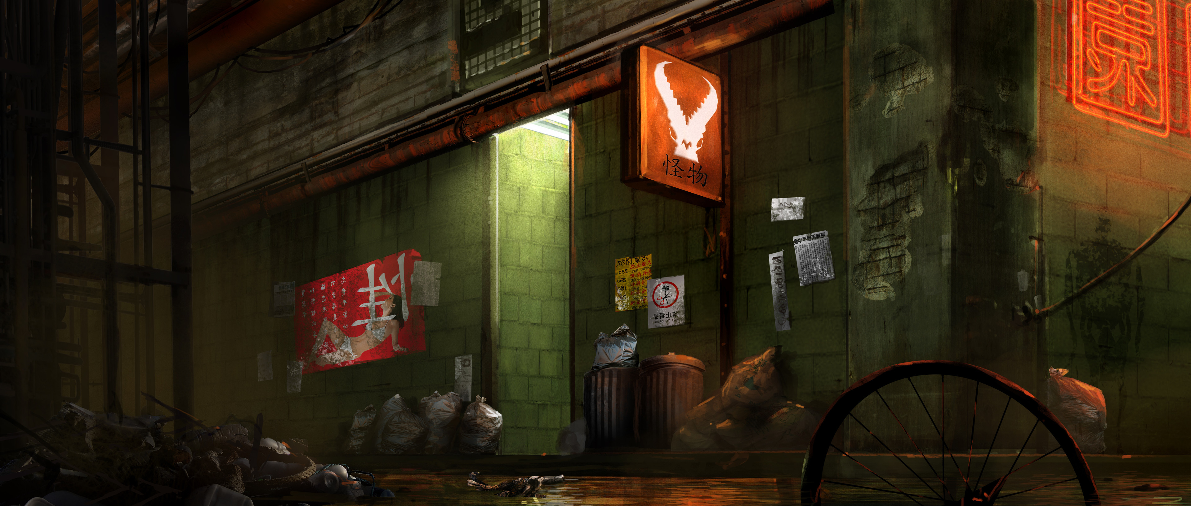 The icon I made was based on an early kaiju designed by Simon Lee. Those signs ended up all over production. 