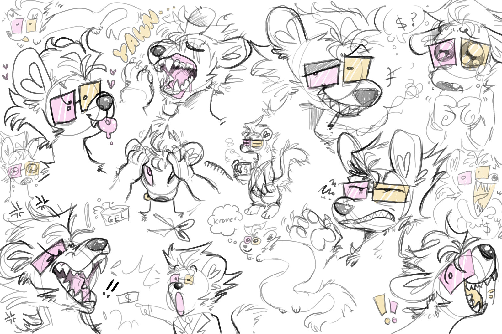 Later sketches fleshing out the character
