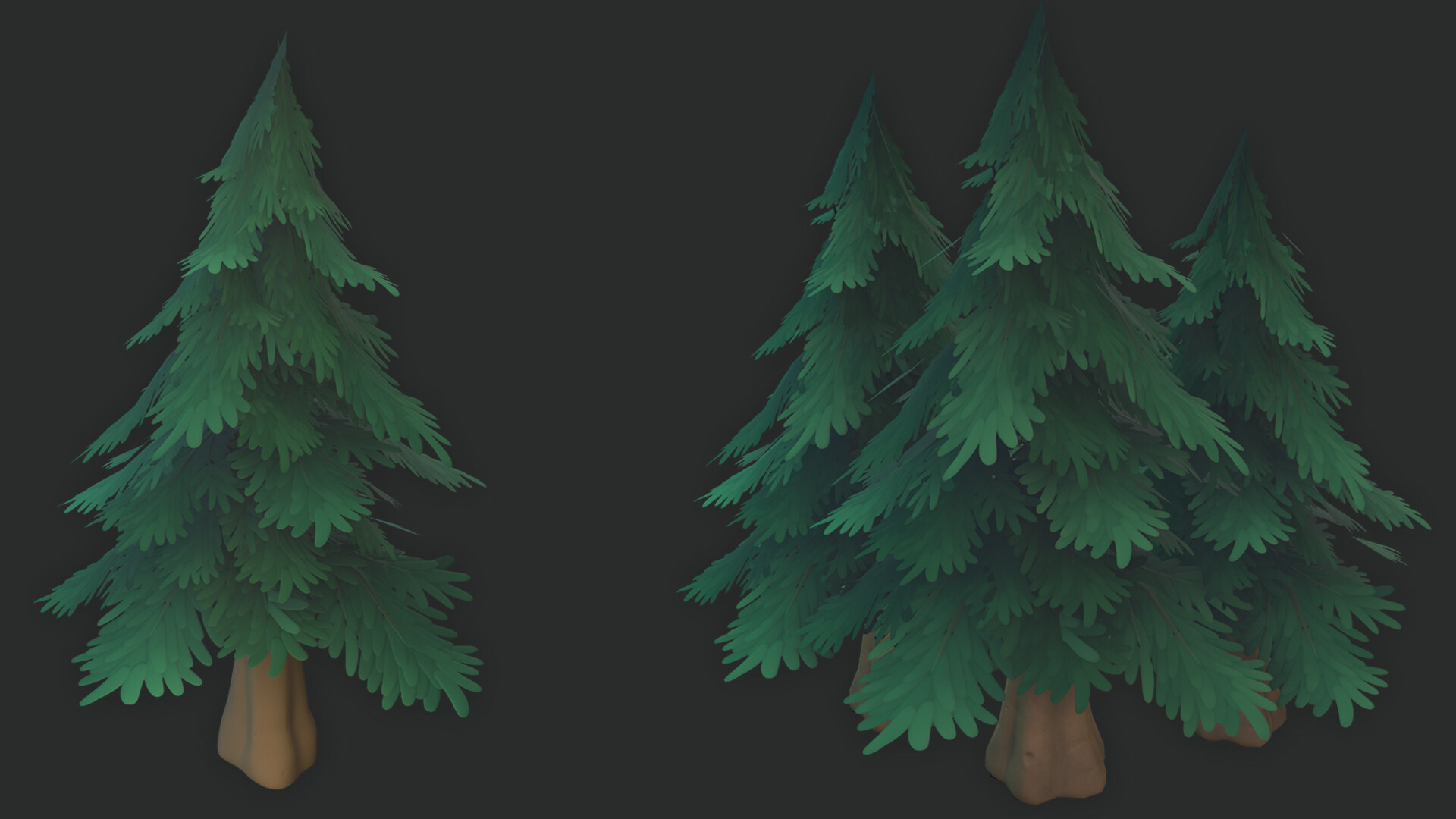 IceCrystal Art - Stylized Pine Tree For Games 3D Art / Tutorial