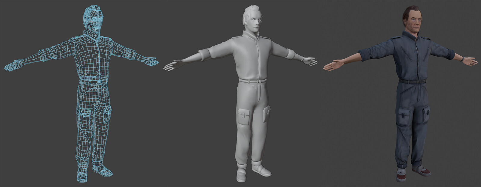 The body and clothes are retopologized in Maya, and the hair cards are put in place. Even thought it's not used in the final result, the torso and legs are retopologized to create a custom avatar for Marvelous Designer.