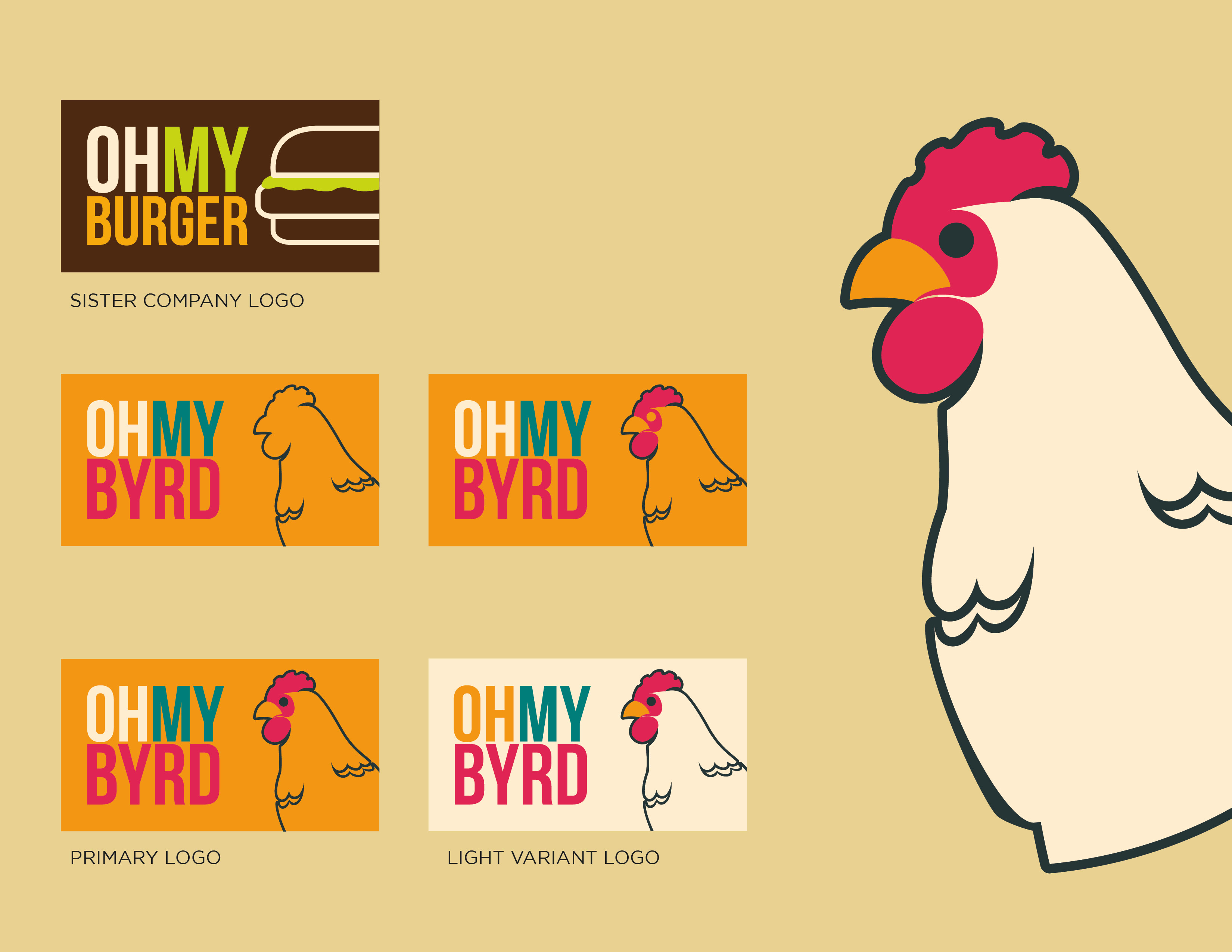 Chicken logo with different color palettes 