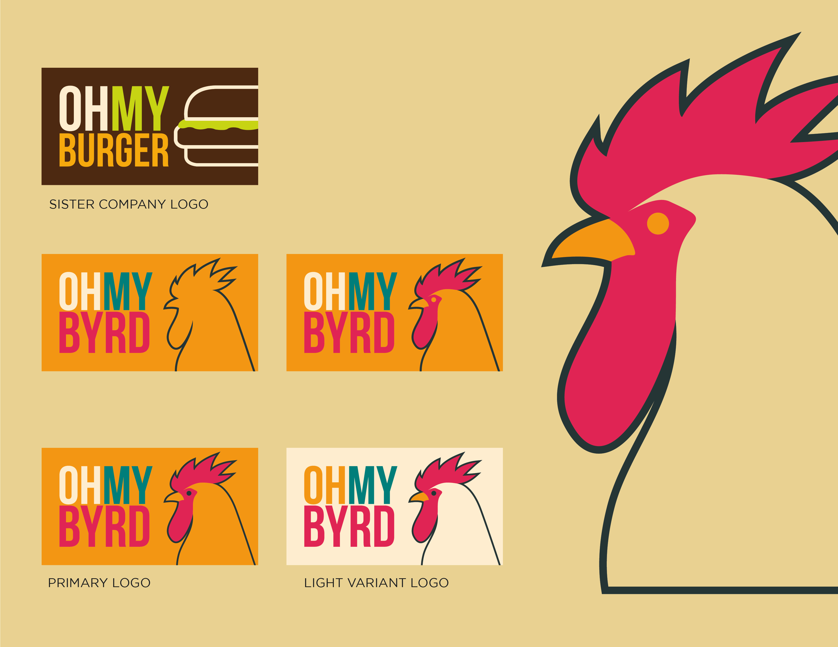 Rooster logo with different color palettes 