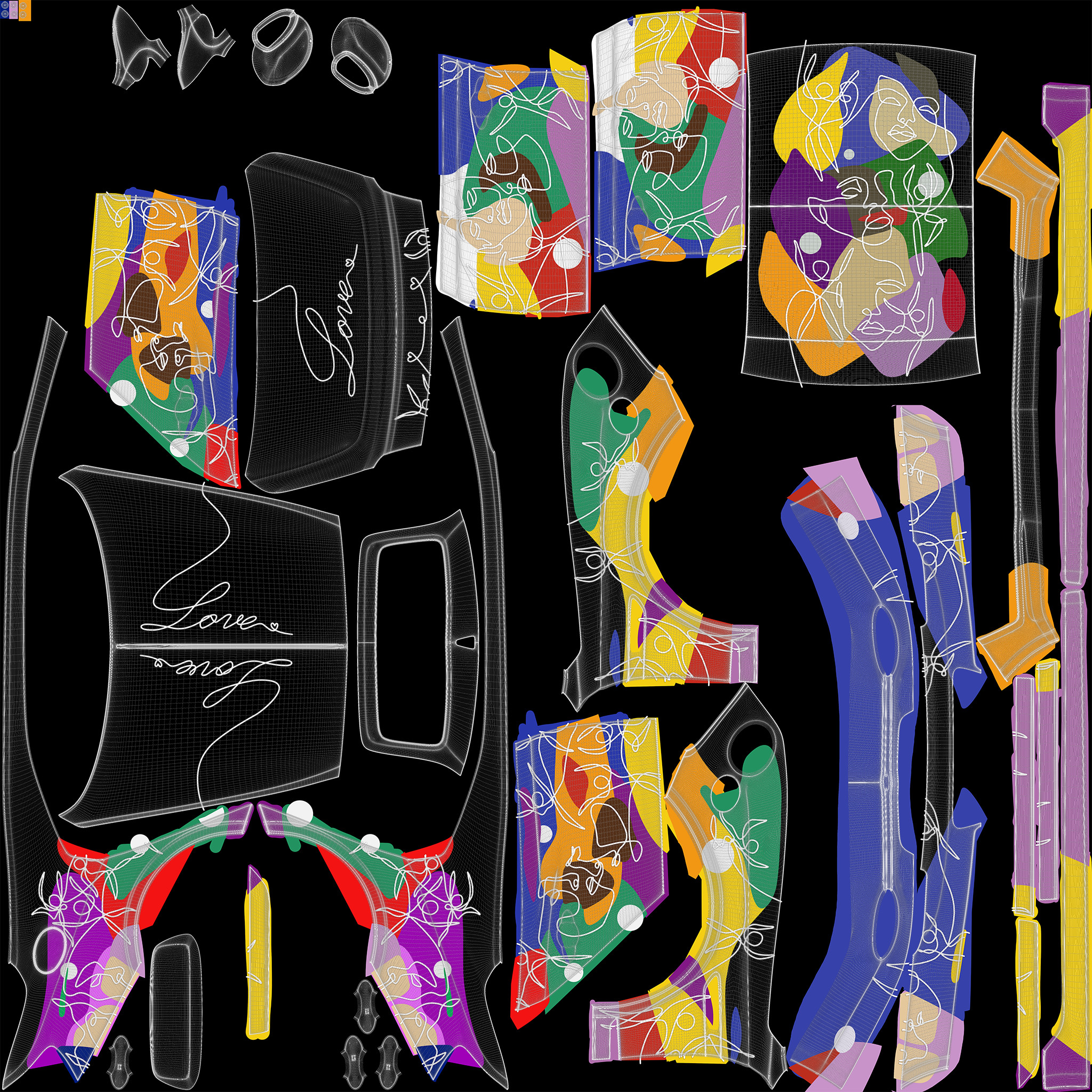 UV Layout of the vehicle body panels