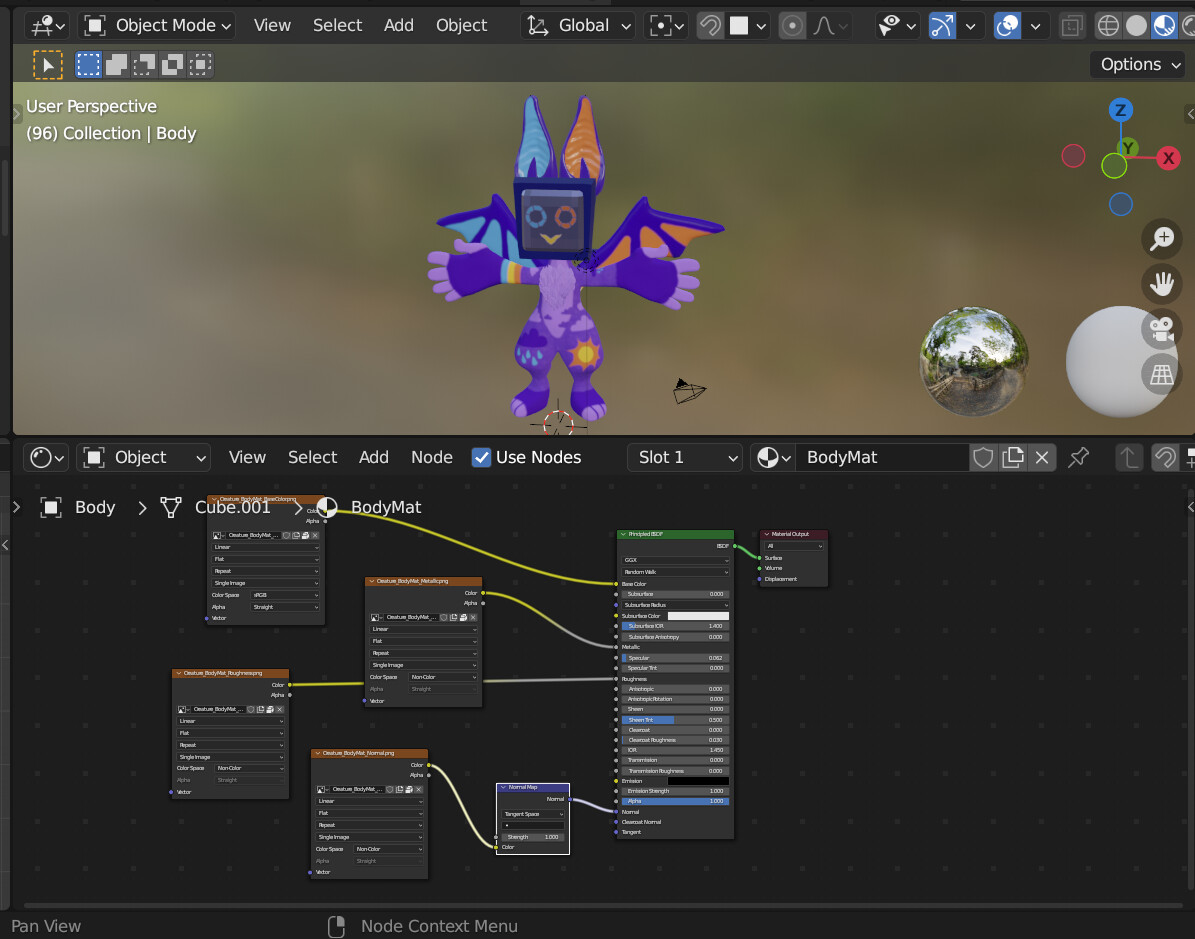 Blender shade node network demonstration